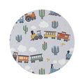 Kids' Round Rug — Colorful Train Pattern Playroom Mat