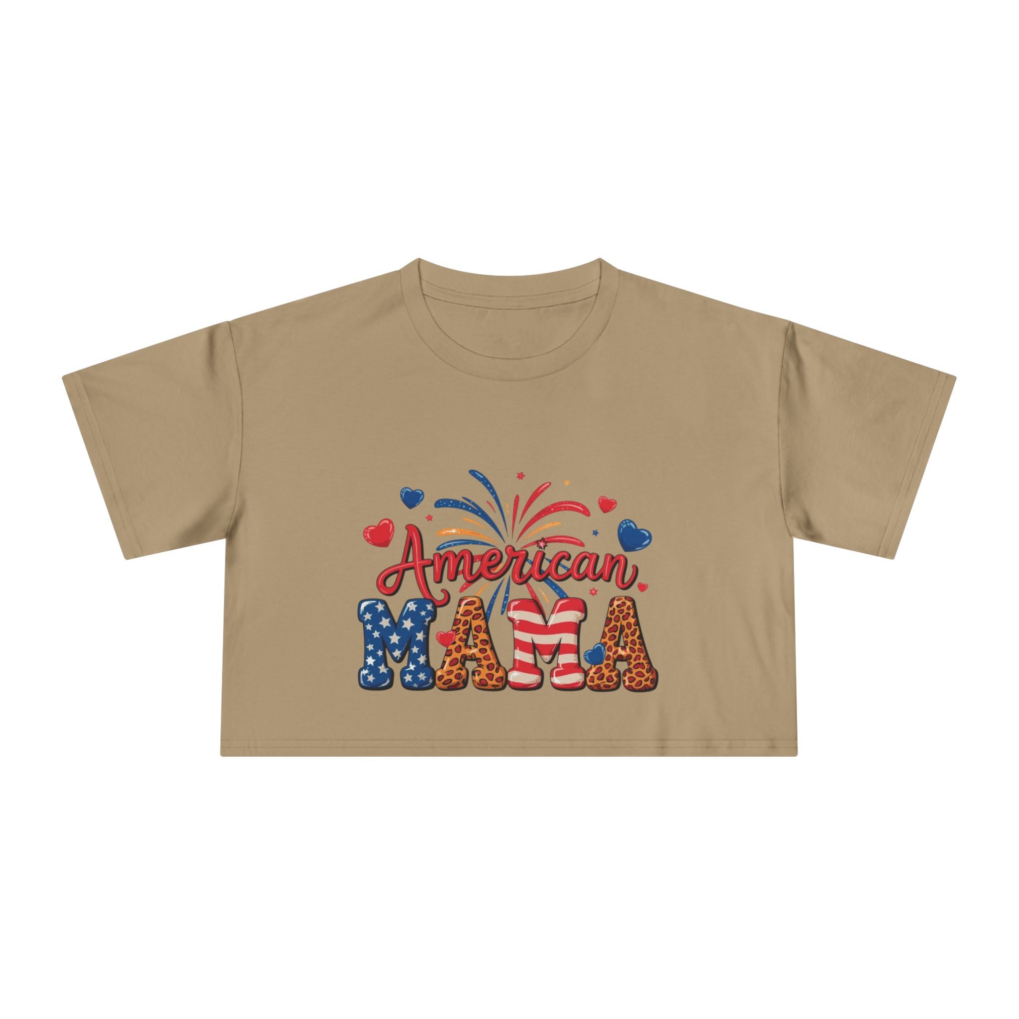 American Mama crop tee | Patriotic Fourth of July fireworks USA design