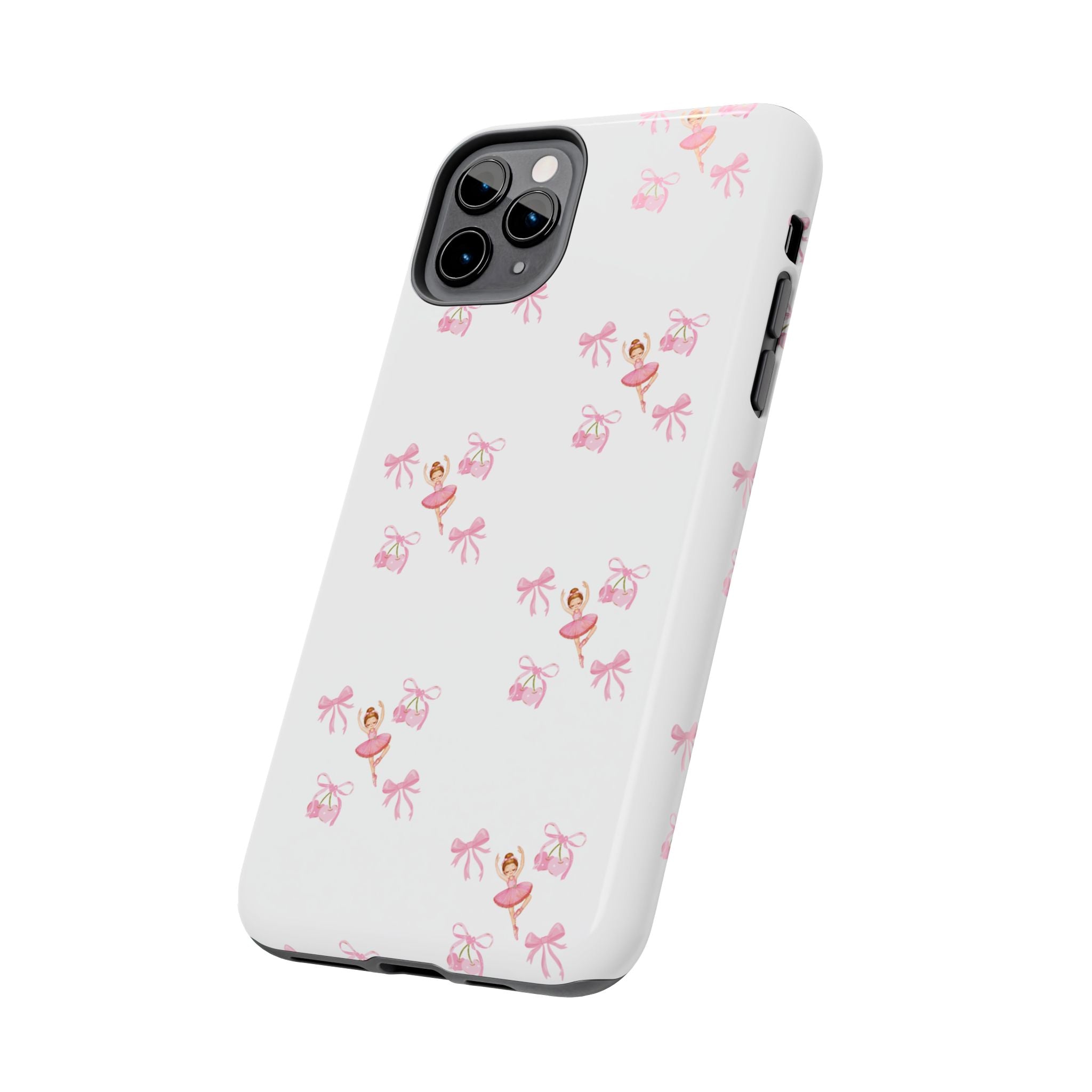 Pink Ballet Pattern Tough Phone Case — Cute Ballerina & Ribbon Design