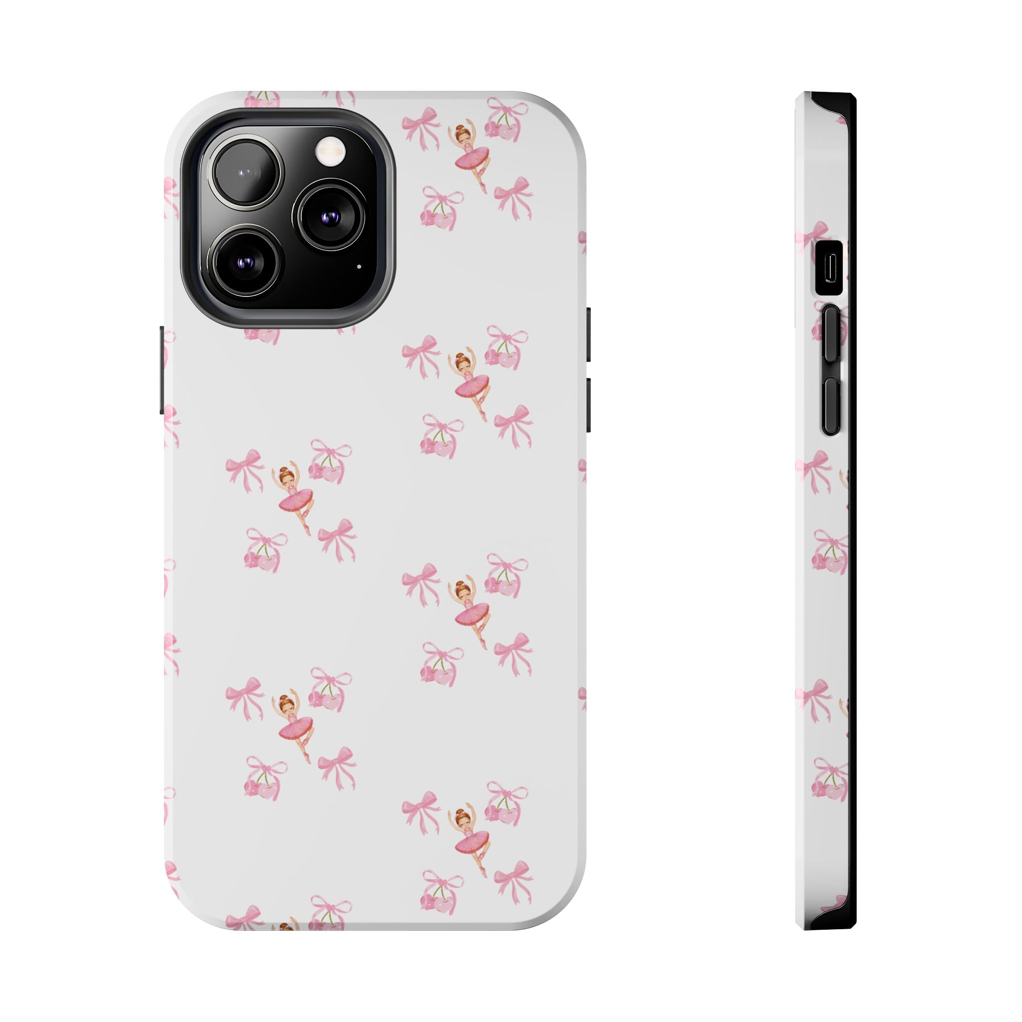 Pink Ballet Pattern Tough Phone Case — Cute Ballerina & Ribbon Design