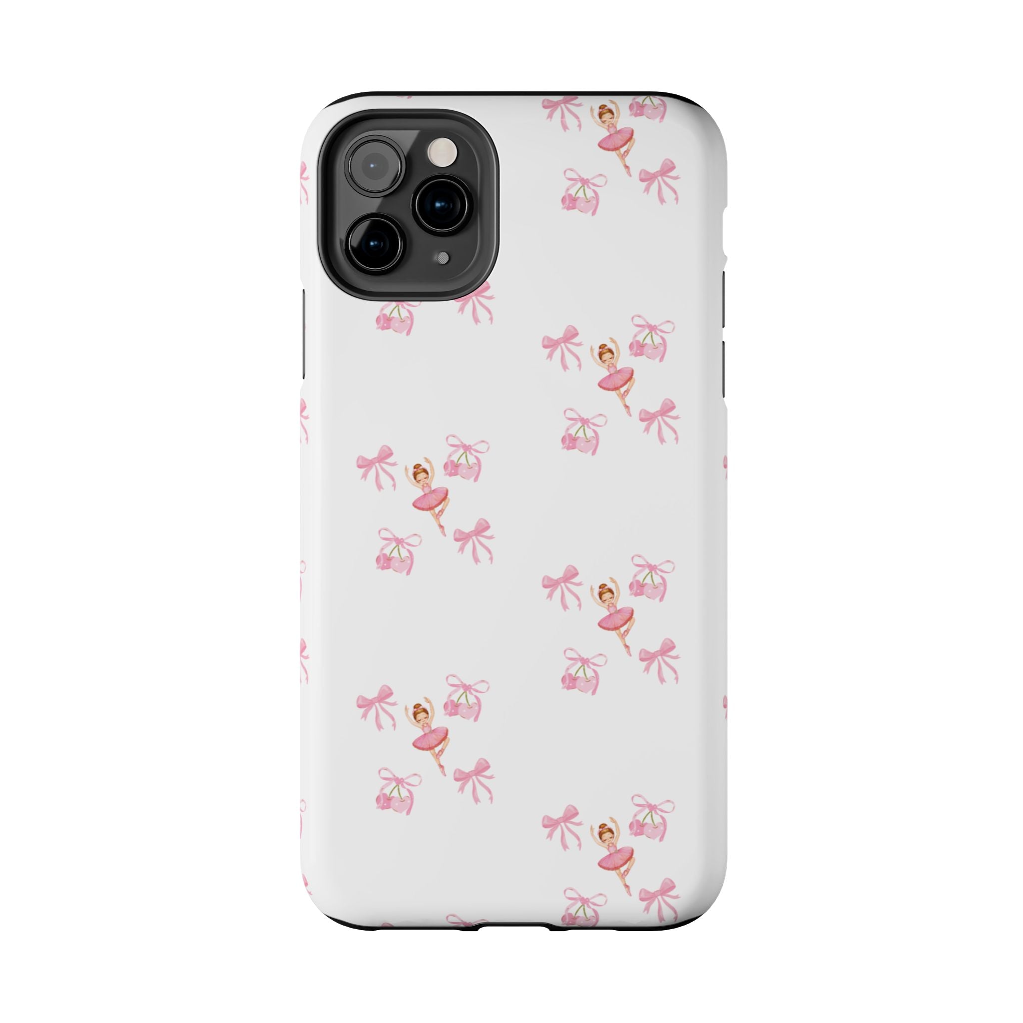 Pink Ballet Pattern Tough Phone Case — Cute Ballerina & Ribbon Design