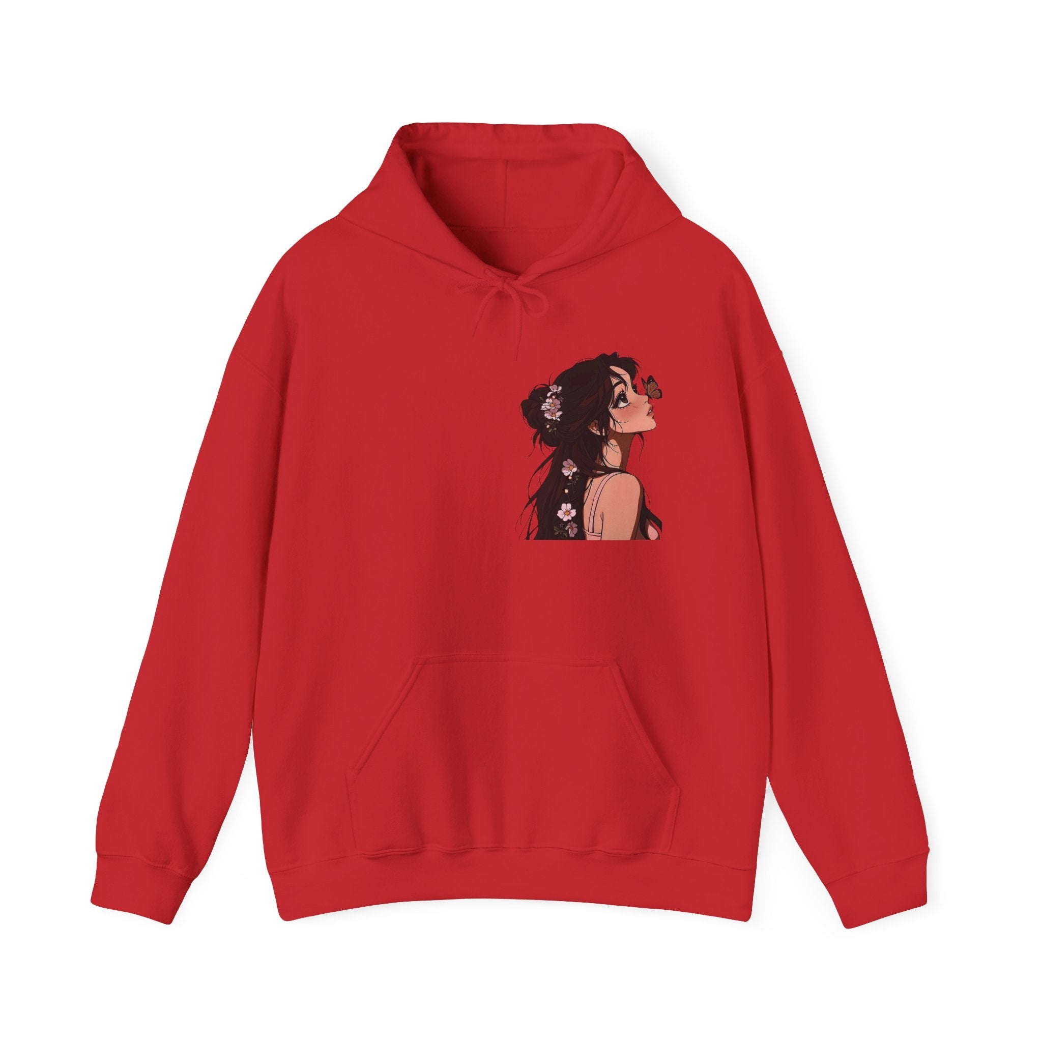 Girl Looking Up with Butterfly Hoodie | Anime Portrait Sweatshirt