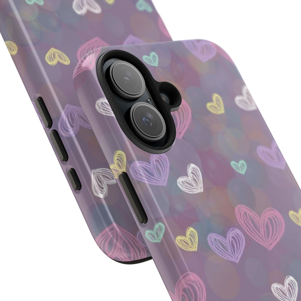 Tough Phone Case — Pastel Heart Pattern Protective Phone Cover