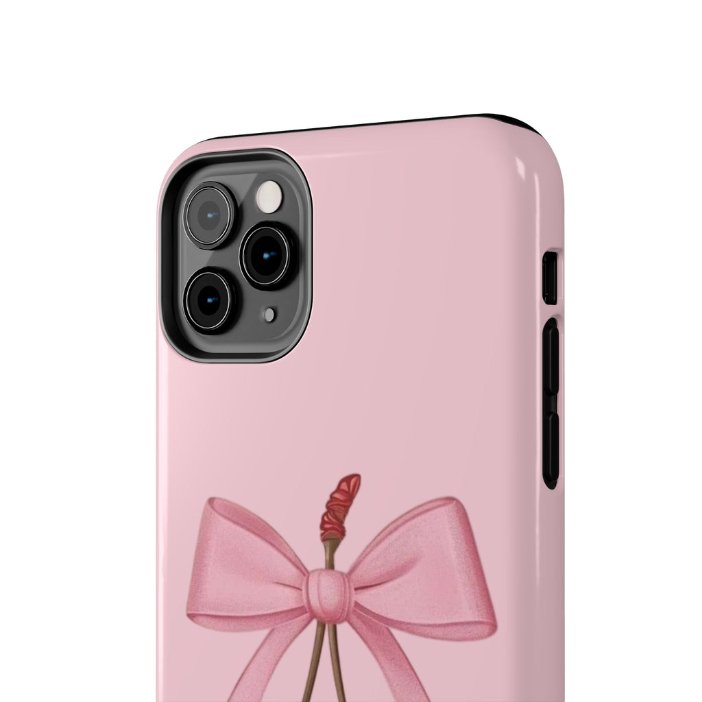 Pink Cherry Tough Phone Case — Cute Bow Cherry Protective Phone Cover