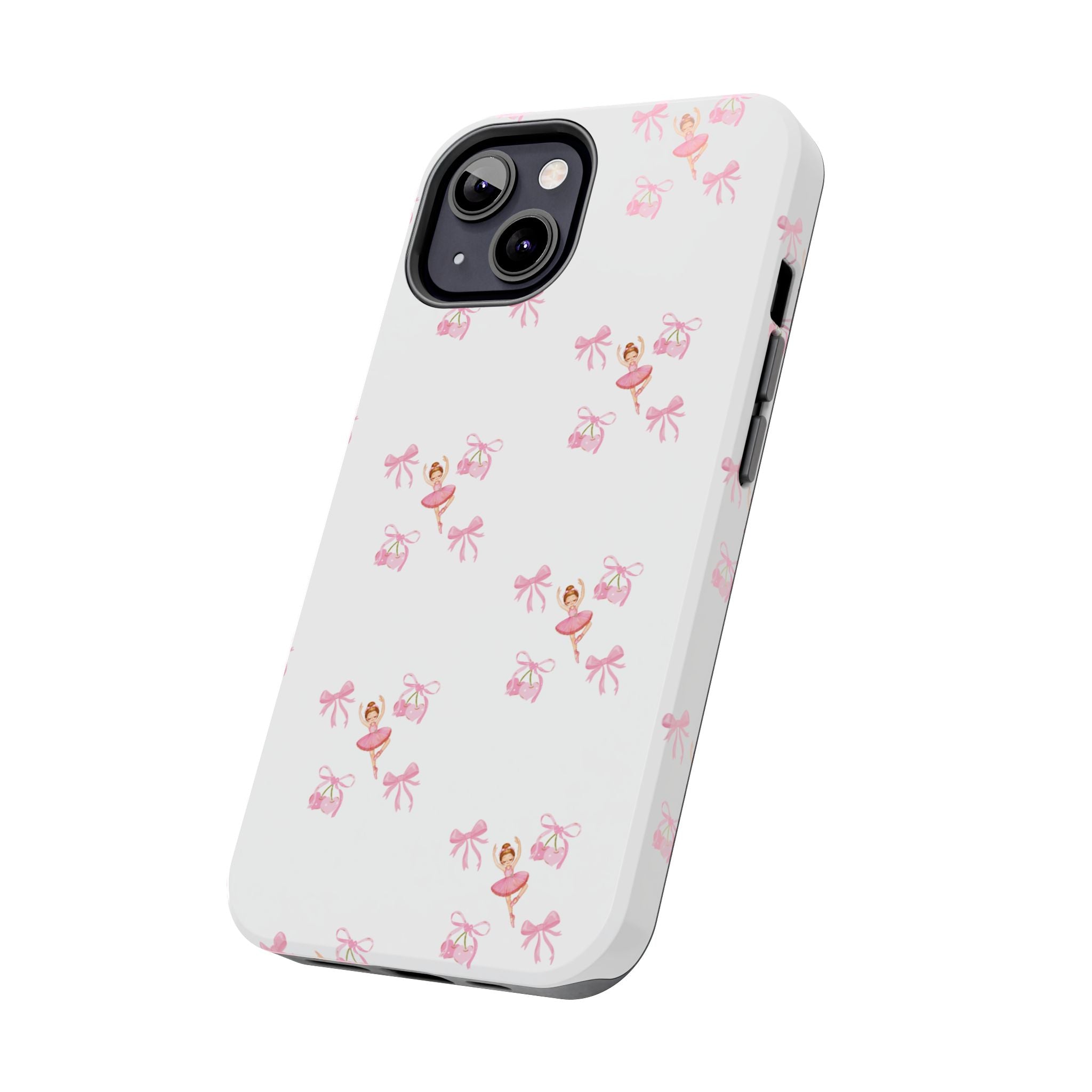 Pink Ballet Pattern Tough Phone Case — Cute Ballerina & Ribbon Design