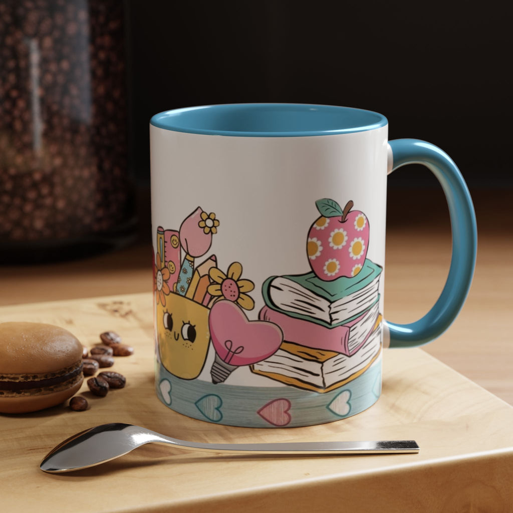 Cute Teacher Desk Accent Coffee Mug — Kawaii School Supplies Design