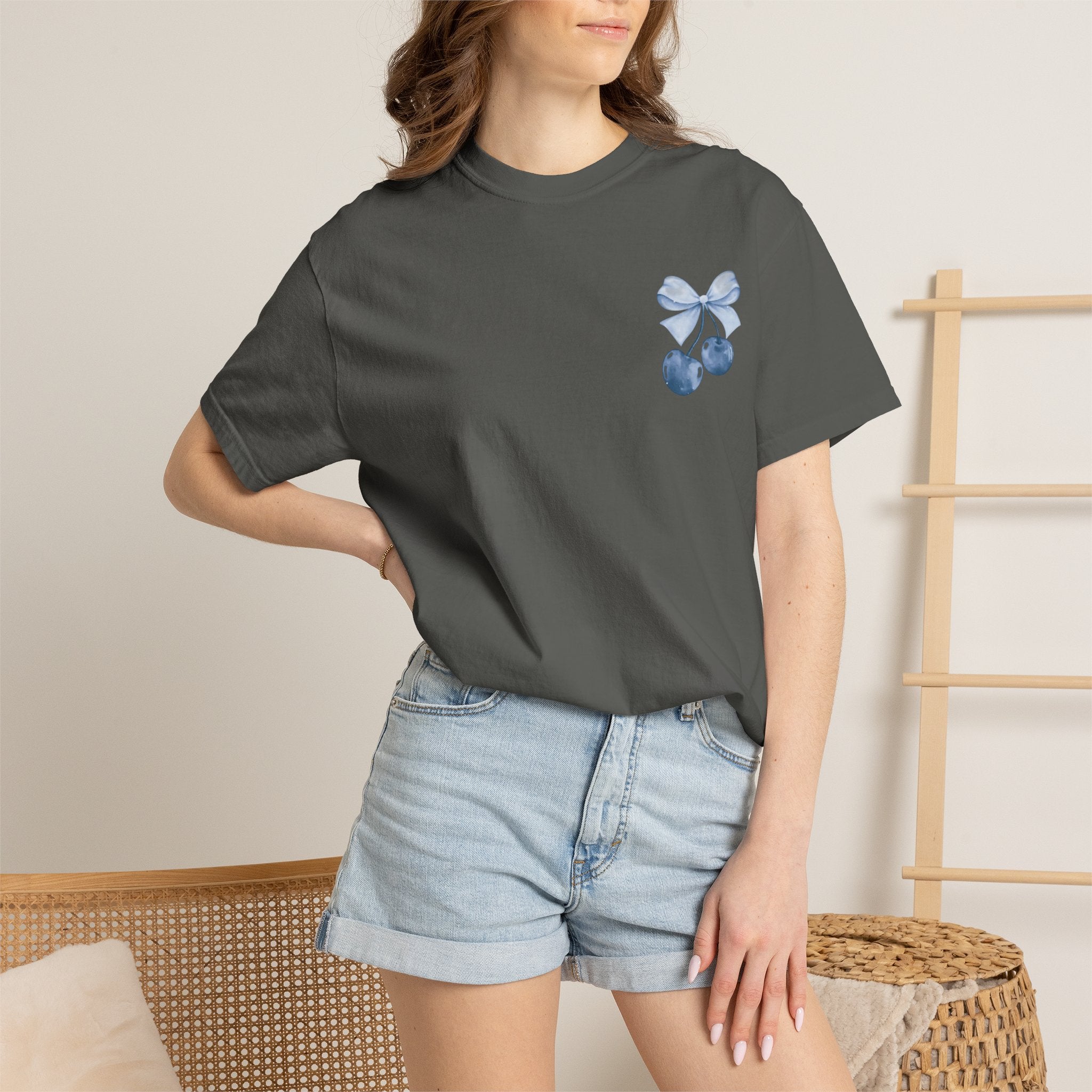 Blue Watercolor Cherries T-Shirt