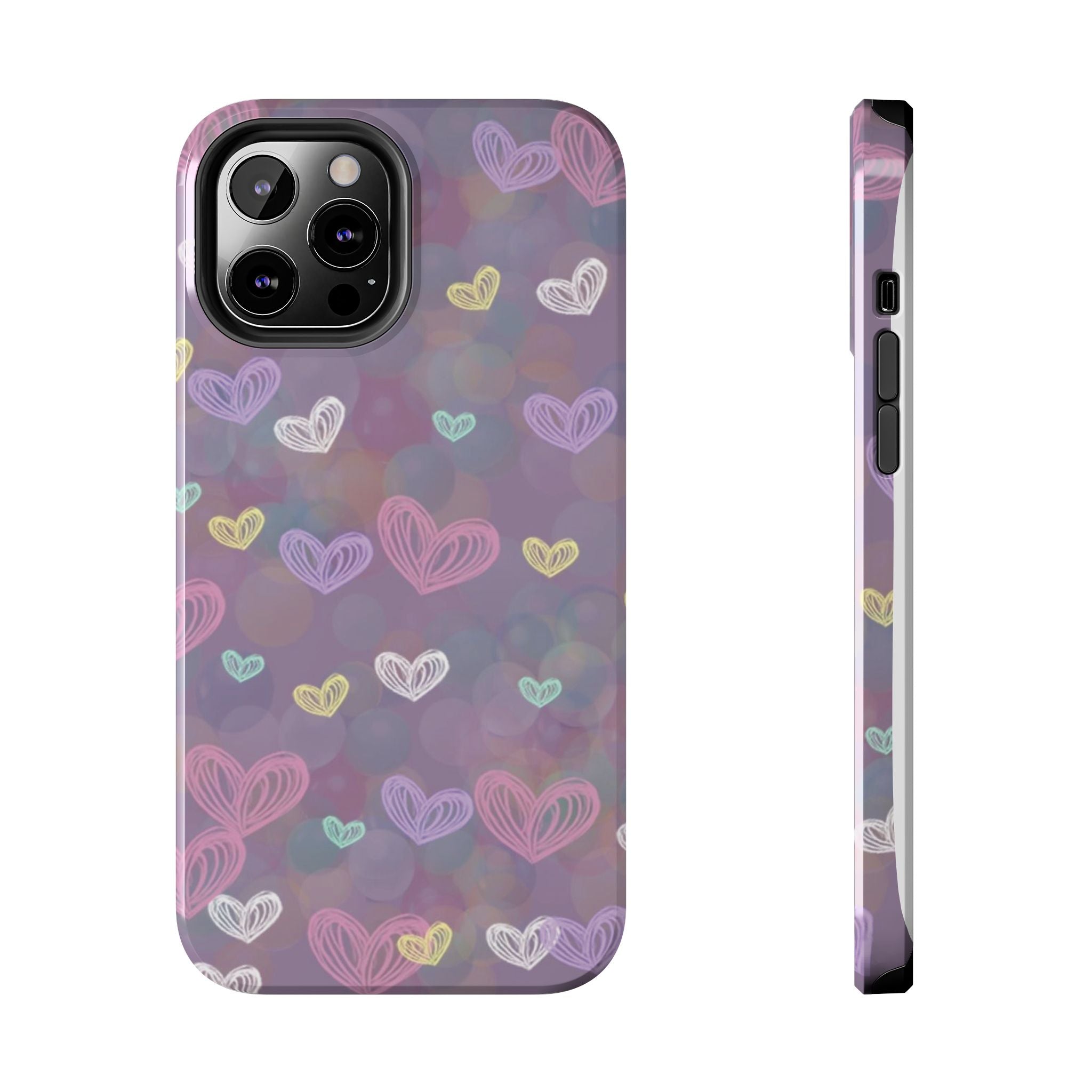 Tough Phone Case — Pastel Heart Pattern Protective Phone Cover