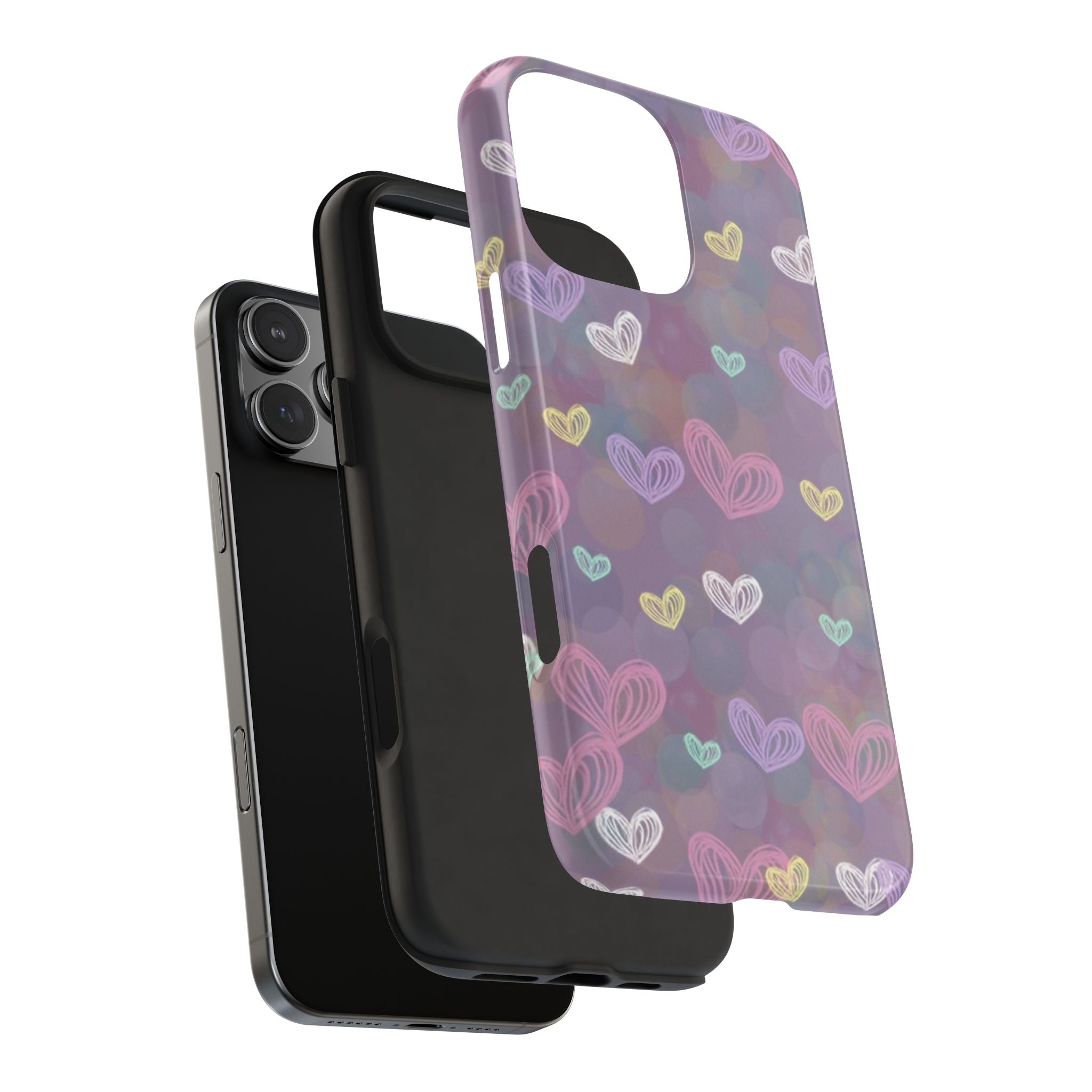 Tough Phone Case — Pastel Heart Pattern Protective Phone Cover