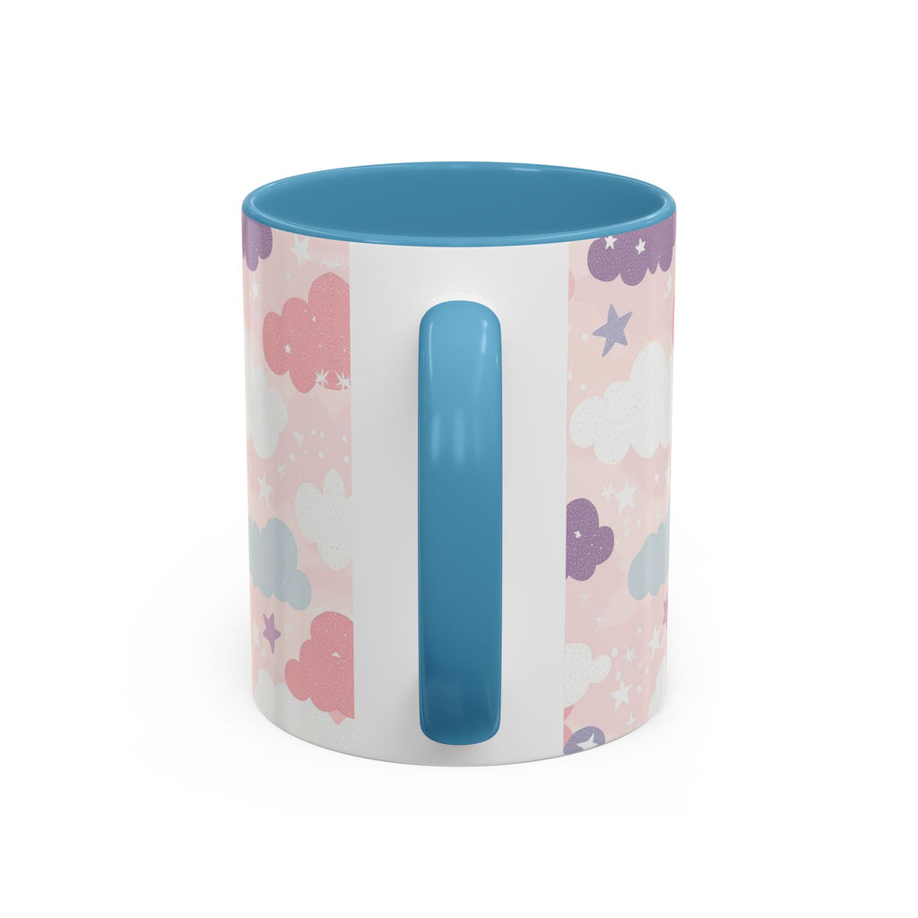 Pastel Cloud Pattern Coffee Mug | Cute Stars and Clouds Design