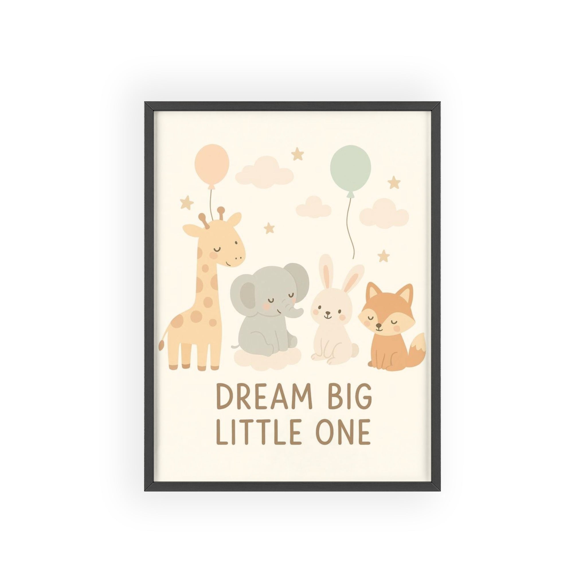 Dream Big Little One Nursery Poster — Woodland Animals Framed Wall Art