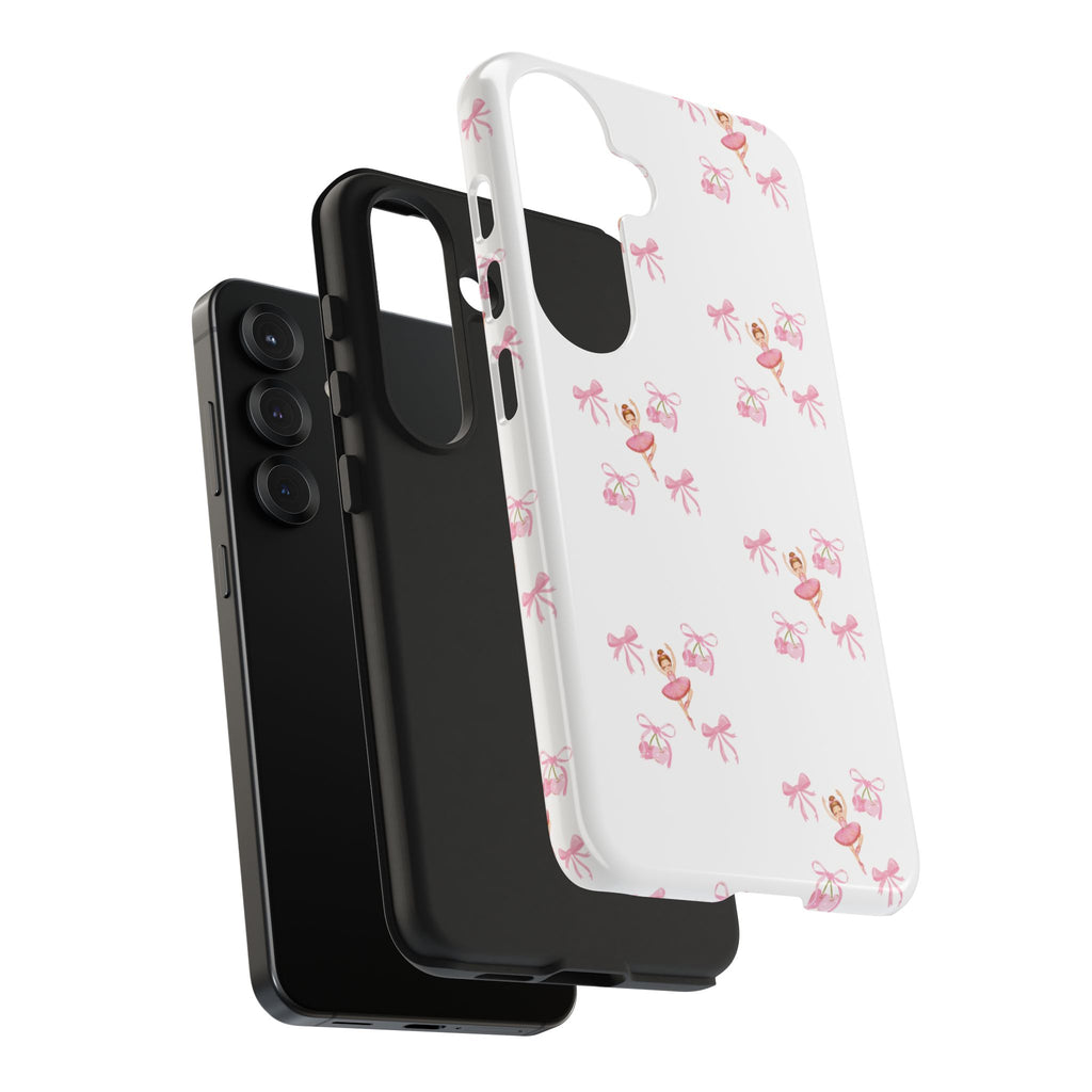 Pink Ballet Pattern Tough Phone Case — Cute Ballerina & Ribbon Design