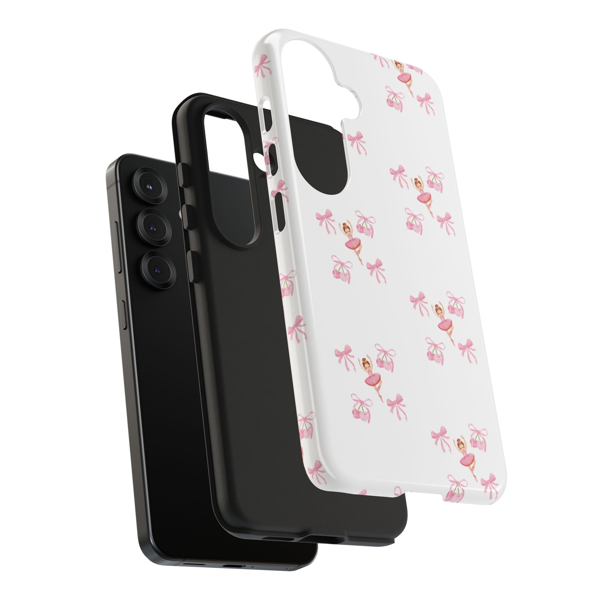 Pink Ballet Pattern Tough Phone Case — Cute Ballerina & Ribbon Design