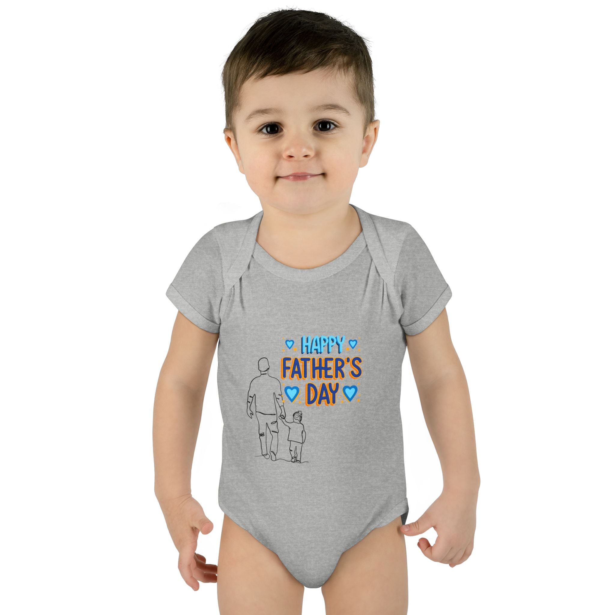 Happy Father s Day baby bodysuit Daddy and child illustration