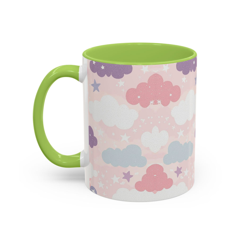 Pastel Cloud Pattern Coffee Mug | Cute Stars and Clouds Design