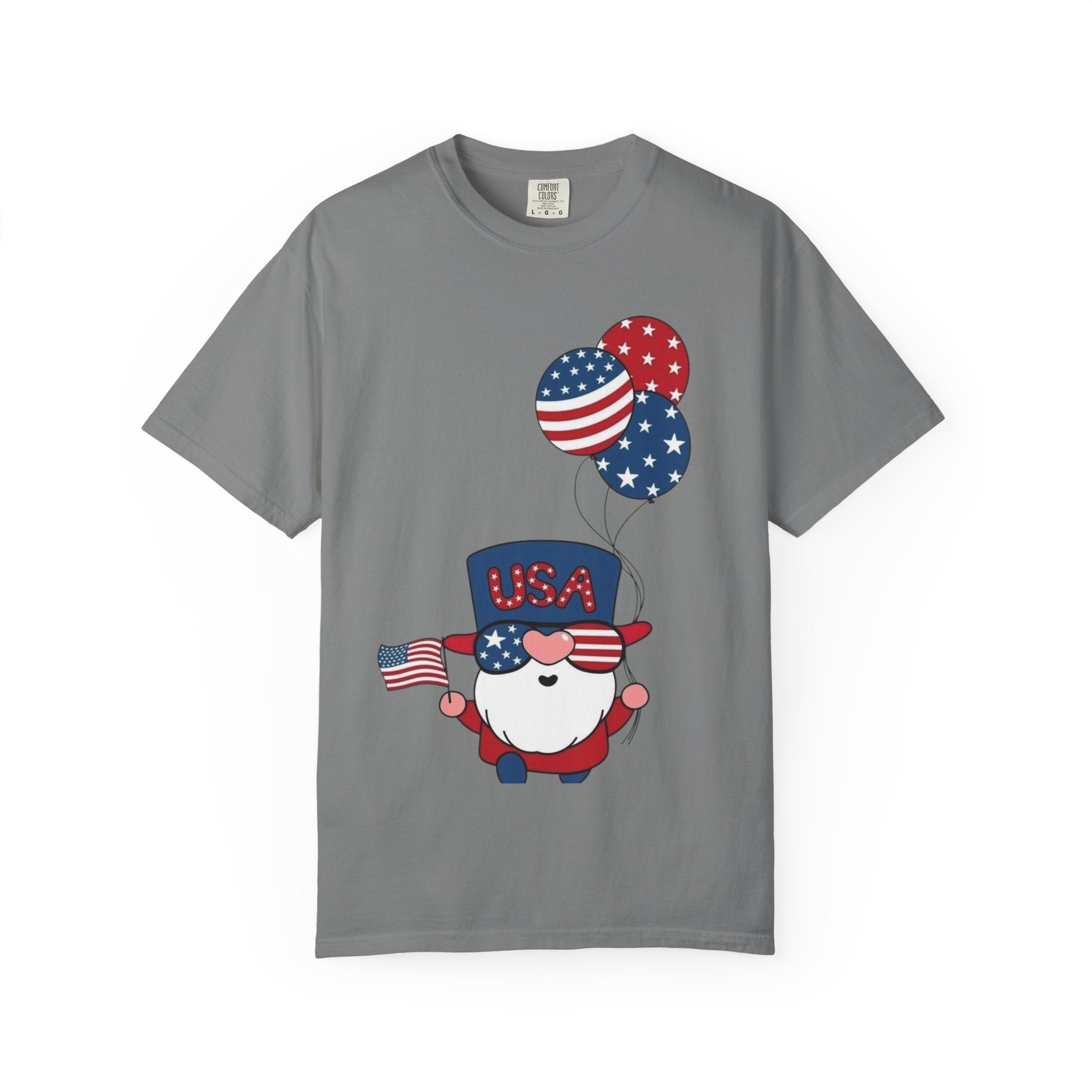 Patriotic Gnome with Balloons T-Shirt | Happy 4th of July USA Design