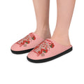 Sweet Summertime Pink Women's Indoor Slippers — Strawberries & Floral Cozy House Shoes