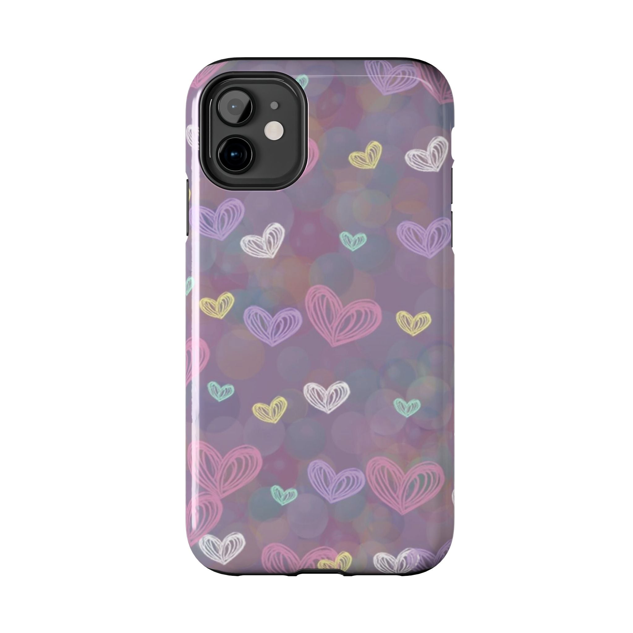 Tough Phone Case — Pastel Heart Pattern Protective Phone Cover