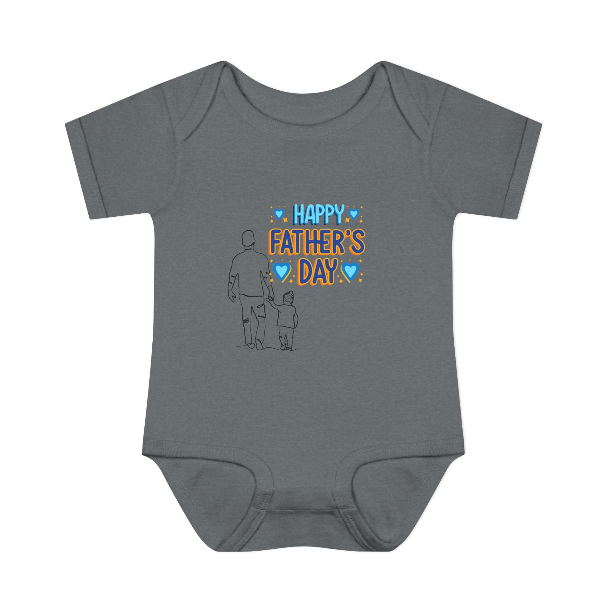 Happy Father s Day baby bodysuit Daddy and child illustration