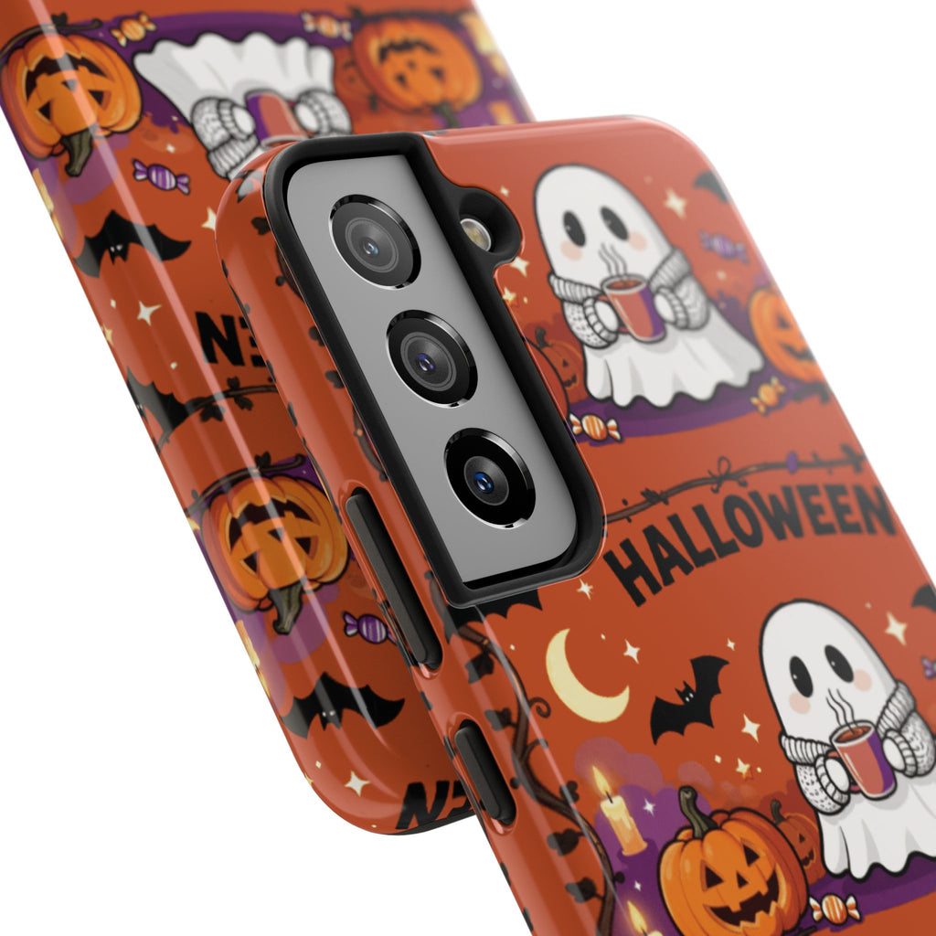 Halloween Ghost Pattern Tough Phone Case — Cute Pumpkin & Candy Halloween Phone Cover
