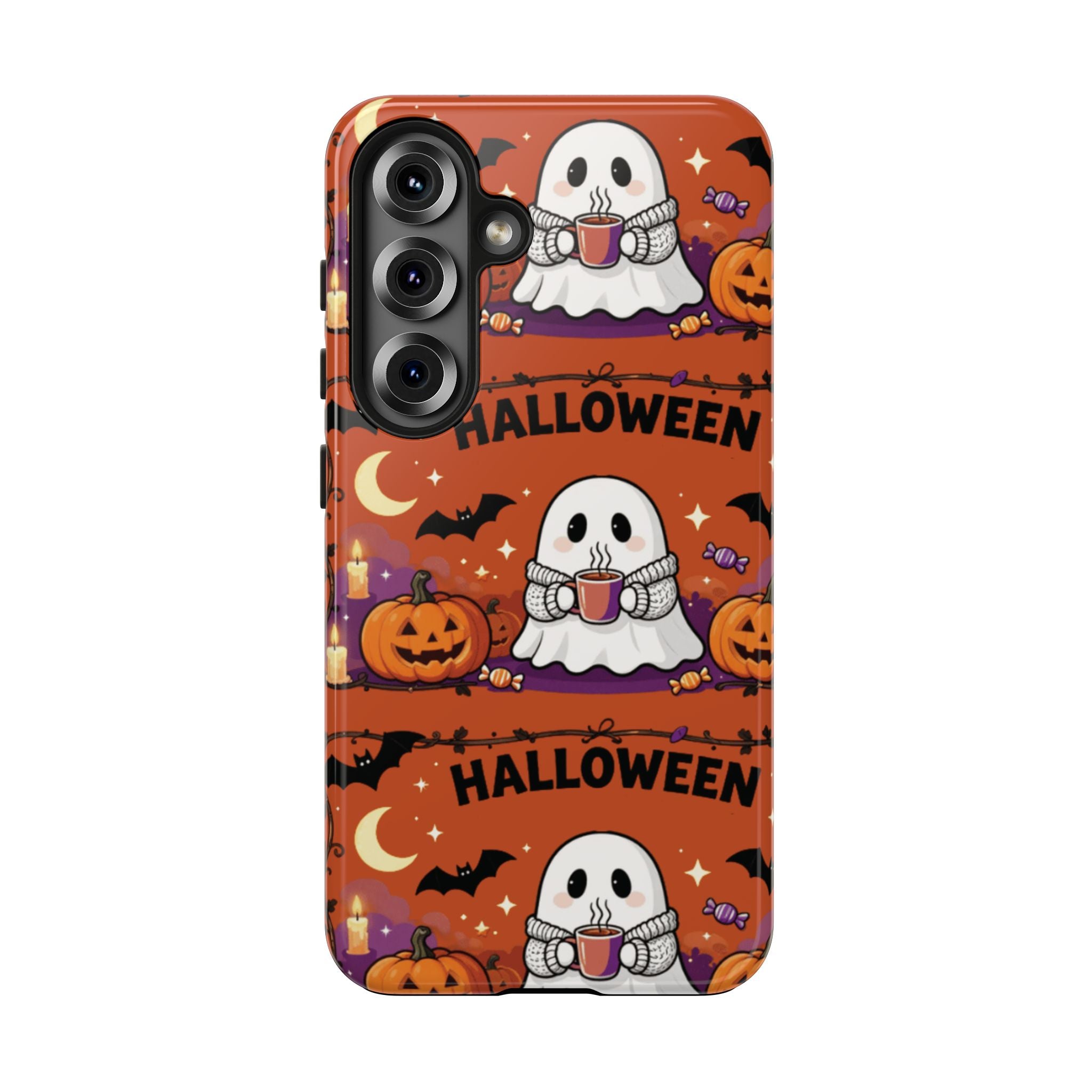 Halloween Ghost Pattern Tough Phone Case — Cute Pumpkin & Candy Halloween Phone Cover