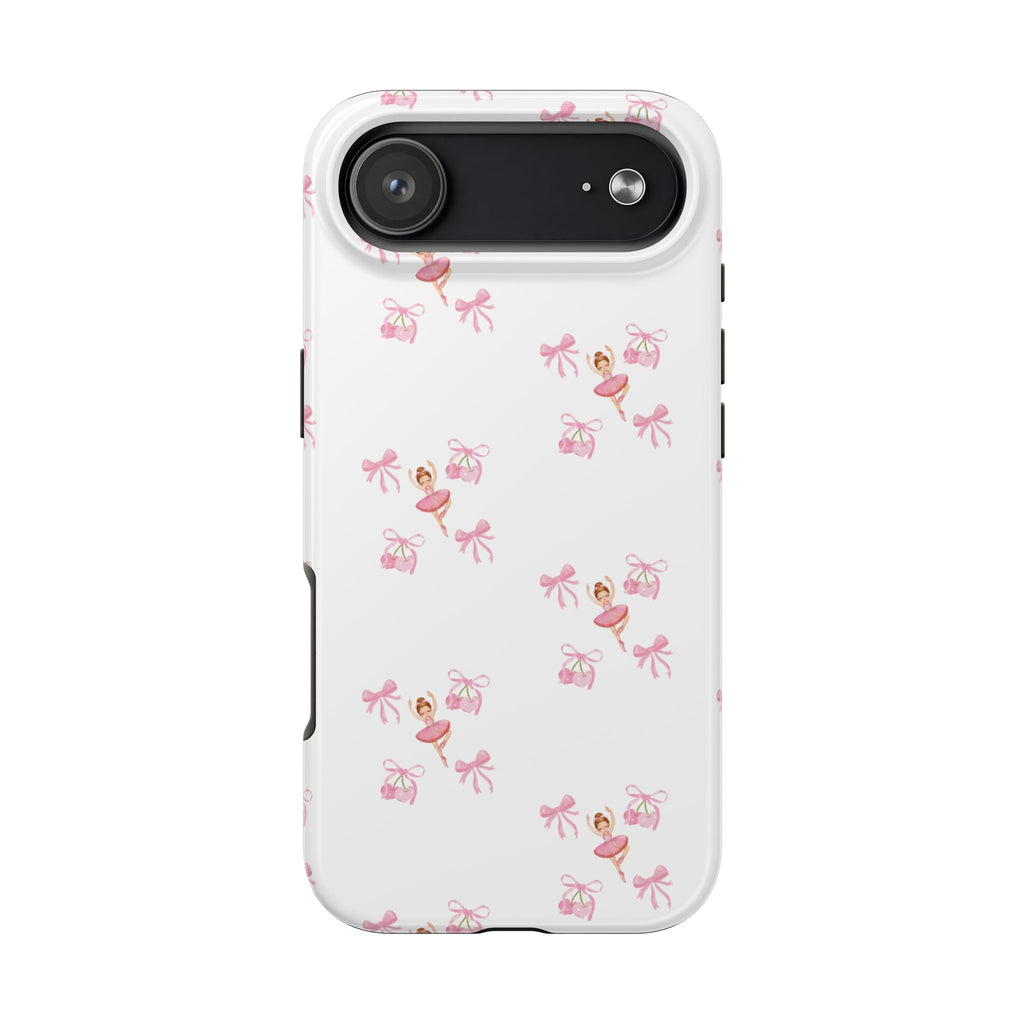 Pink Ballet Pattern Tough Phone Case — Cute Ballerina & Ribbon Design