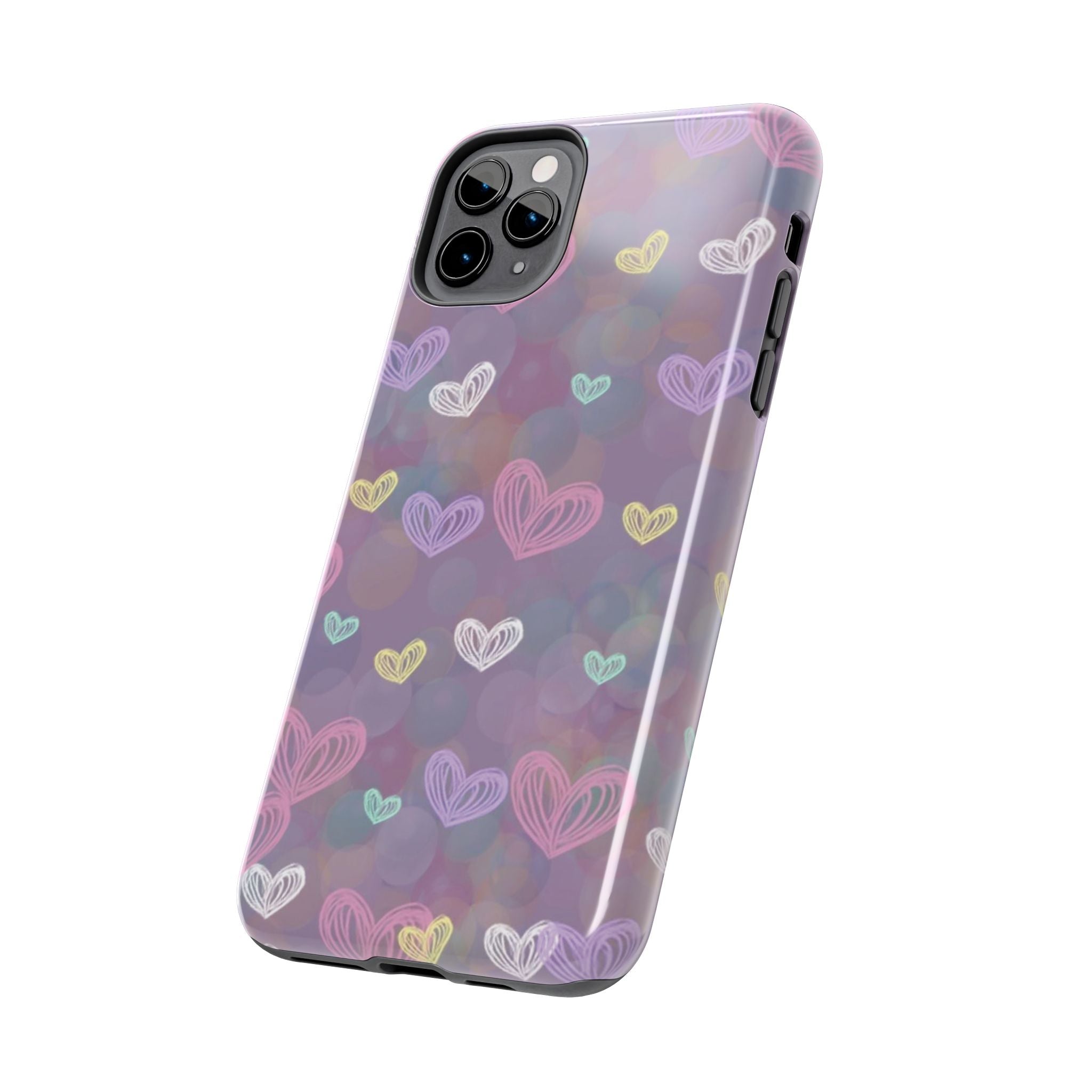 Tough Phone Case — Pastel Heart Pattern Protective Phone Cover