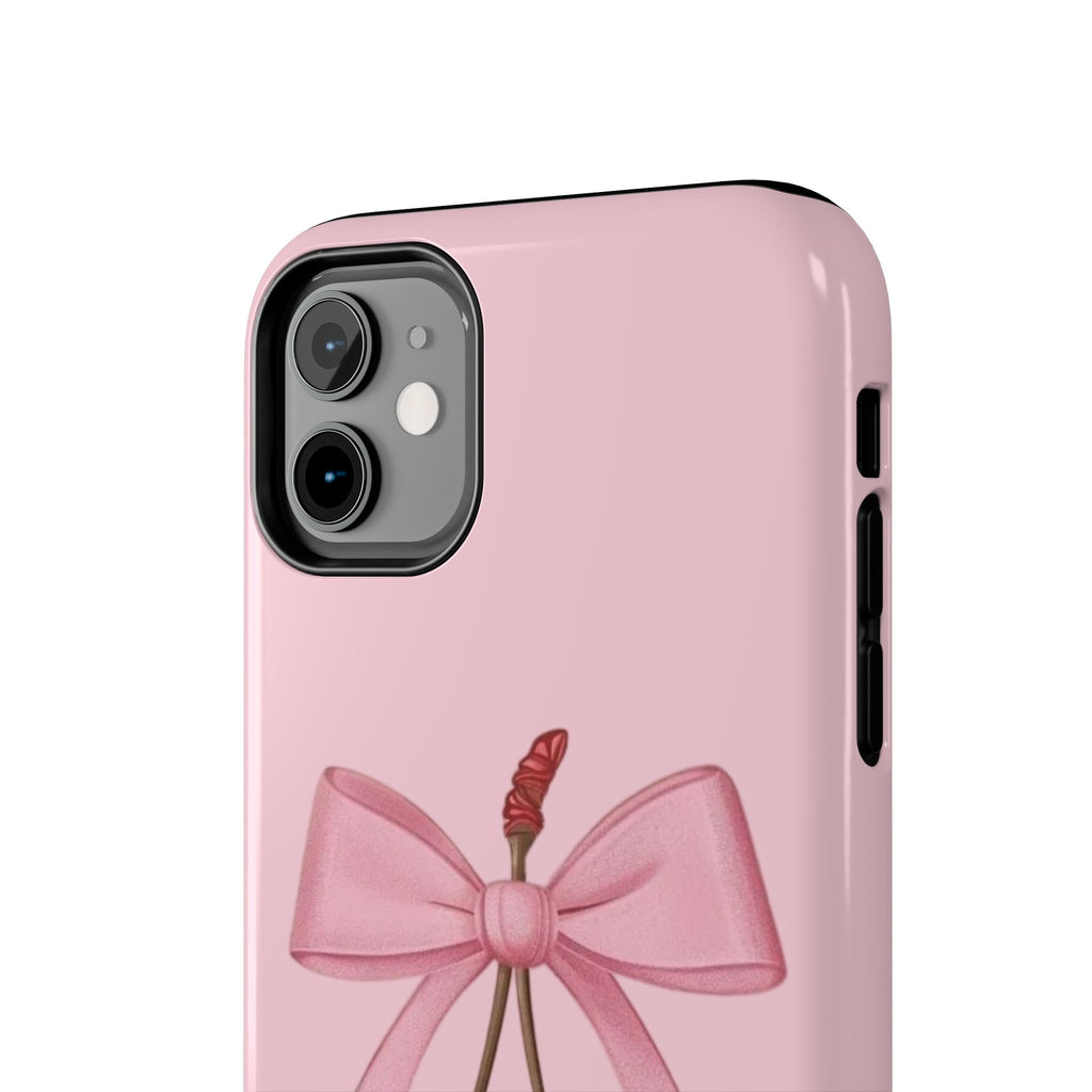 Pink Cherry Tough Phone Case — Cute Bow Cherry Protective Phone Cover