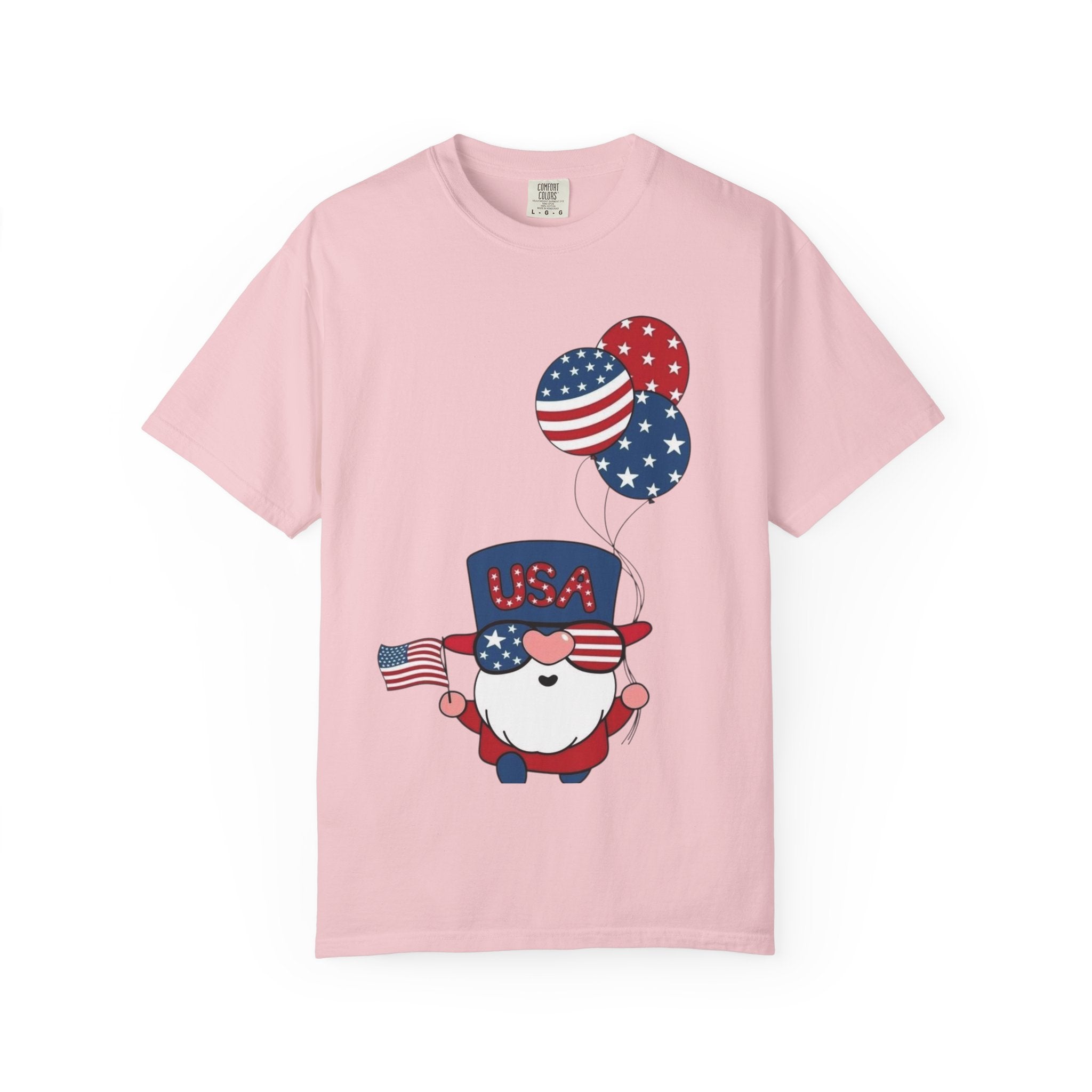Patriotic Gnome with Balloons T-Shirt | Happy 4th of July USA Design