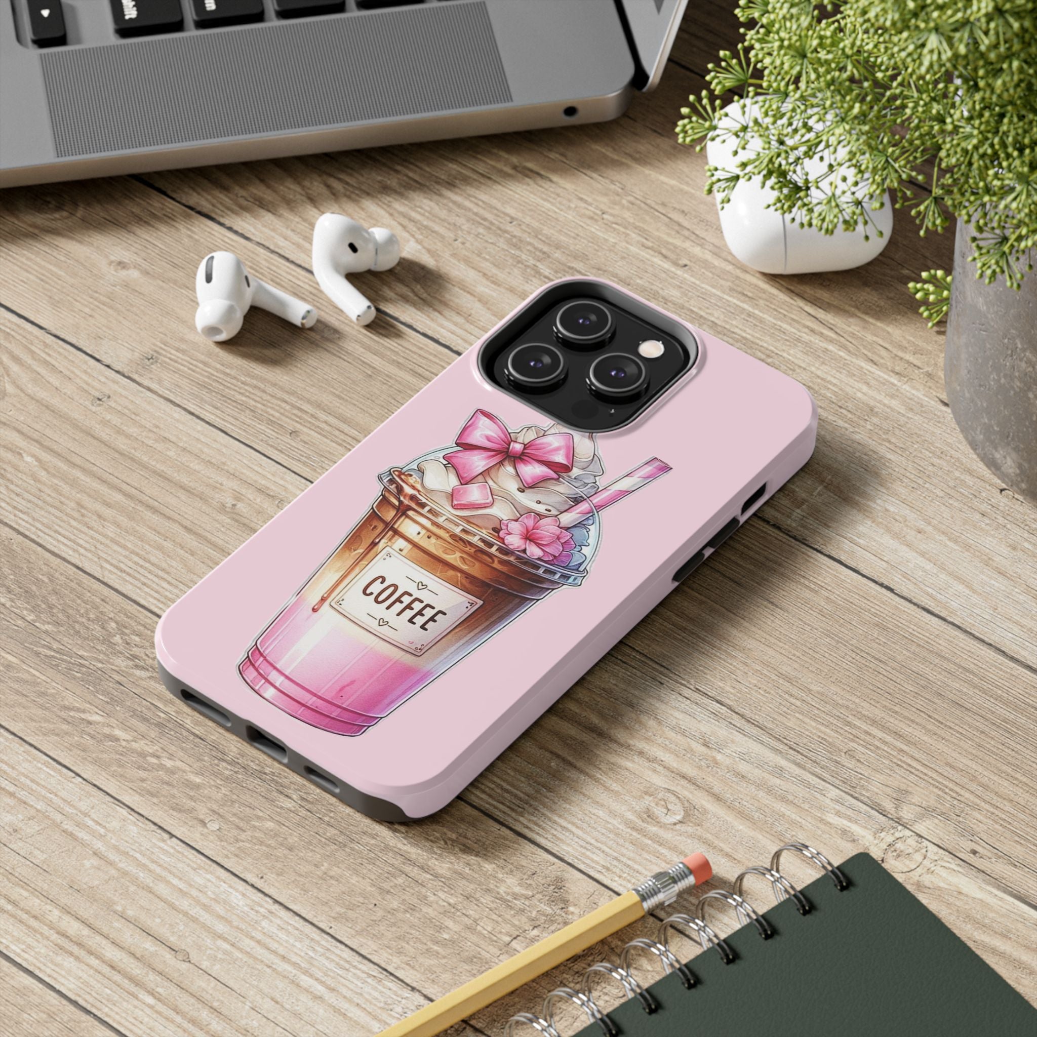 Cute Pink Coffee Phone Case — Kawaii Latte Tough Phone Case