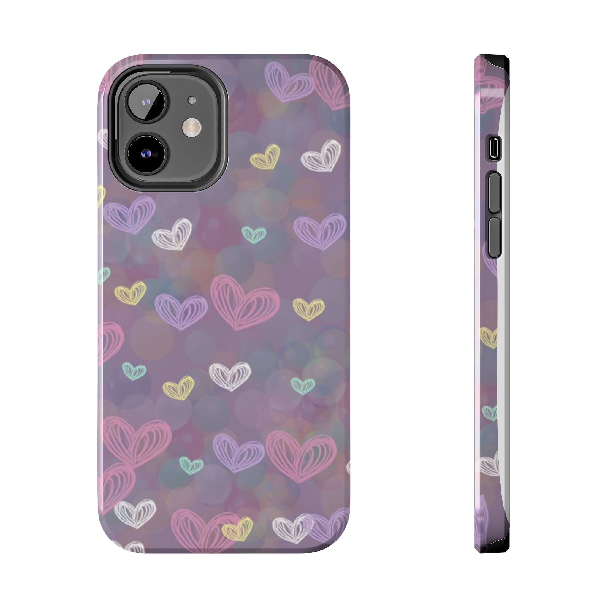 Tough Phone Case — Pastel Heart Pattern Protective Phone Cover