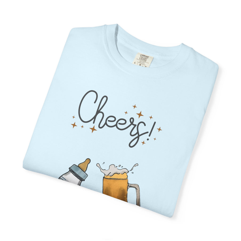 Cheers! Baby Bottle and Beer Mug First Father's Day T-Shirt | New Dad Tee