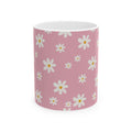 Pink Daisy Pattern Ceramic Mug — Floral 11oz & 15oz Coffee Cup