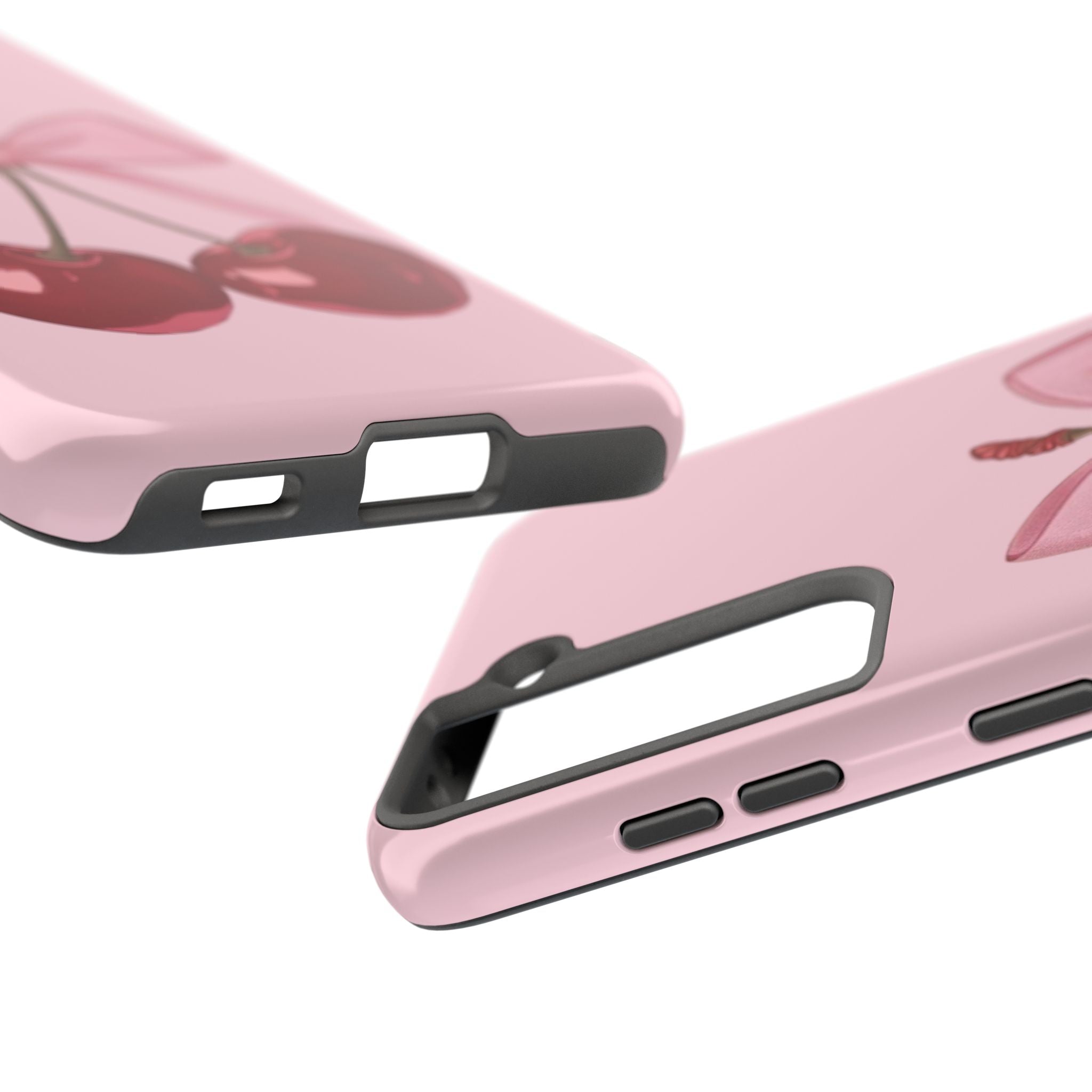 Pink Cherry Tough Phone Case — Cute Bow Cherry Protective Phone Cover