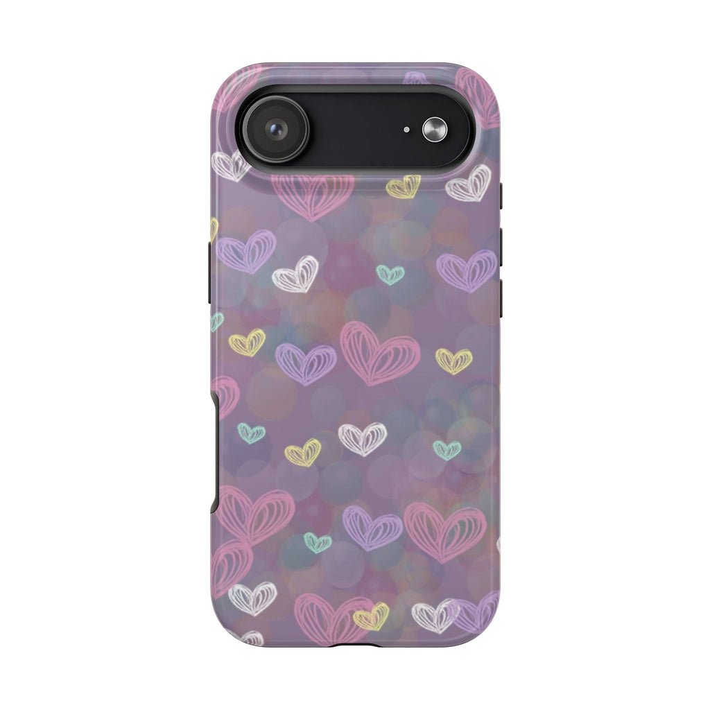 Tough Phone Case — Pastel Heart Pattern Protective Phone Cover
