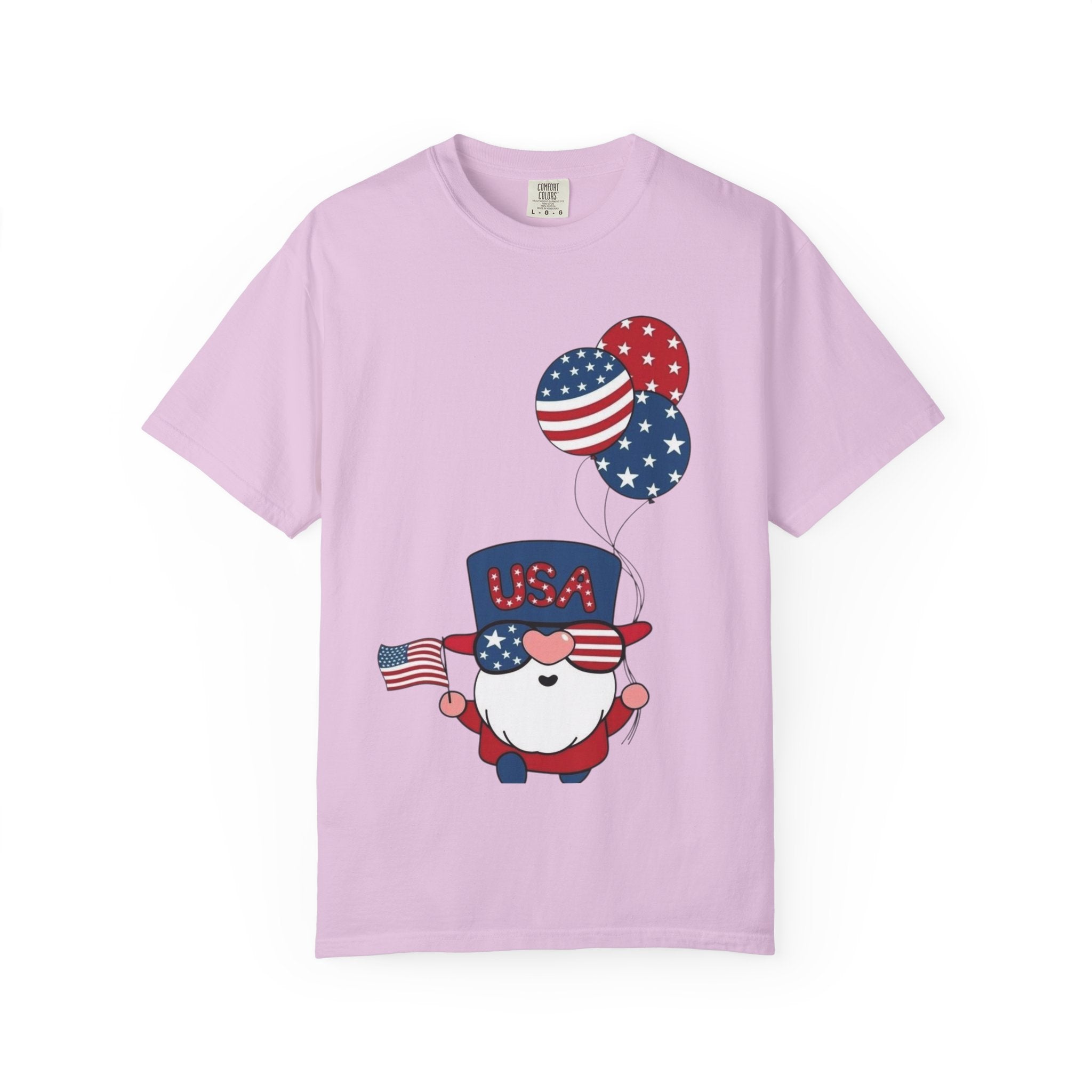 Patriotic Gnome with Balloons T-Shirt | Happy 4th of July USA Design