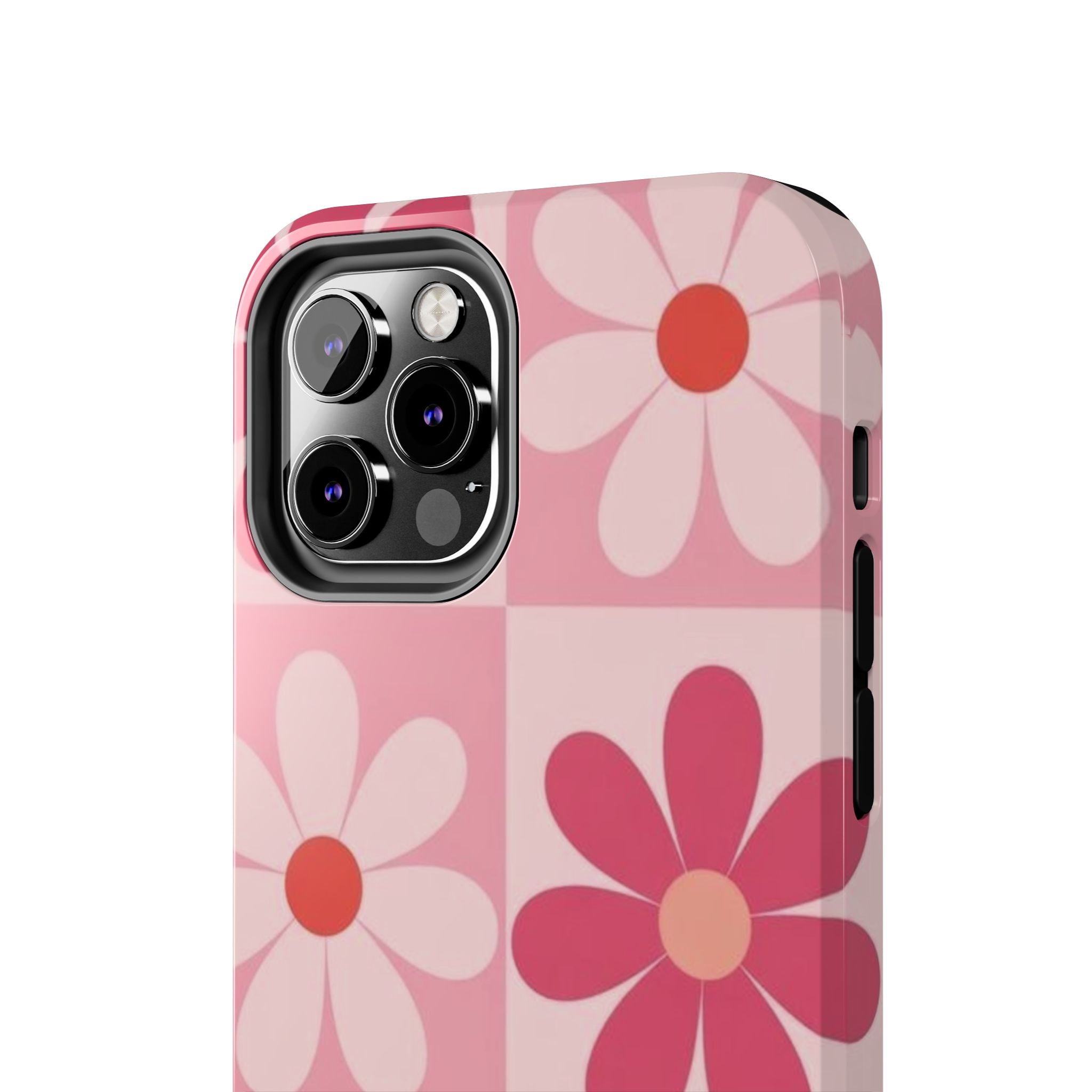 Pink Retro Daisy Phone Case — Tough Shockproof Floral iPhone Cover