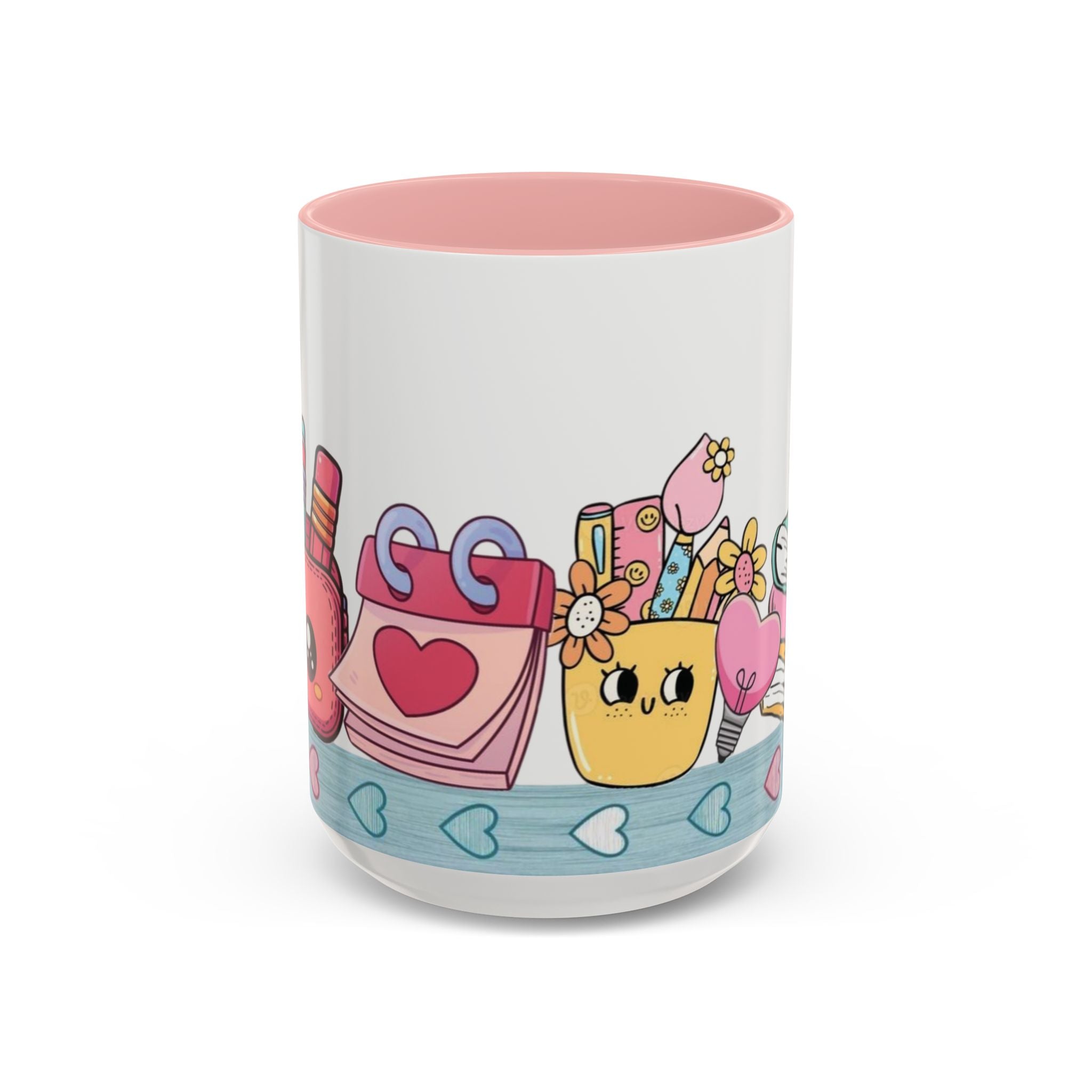 Cute Teacher Desk Accent Coffee Mug — Kawaii School Supplies Design