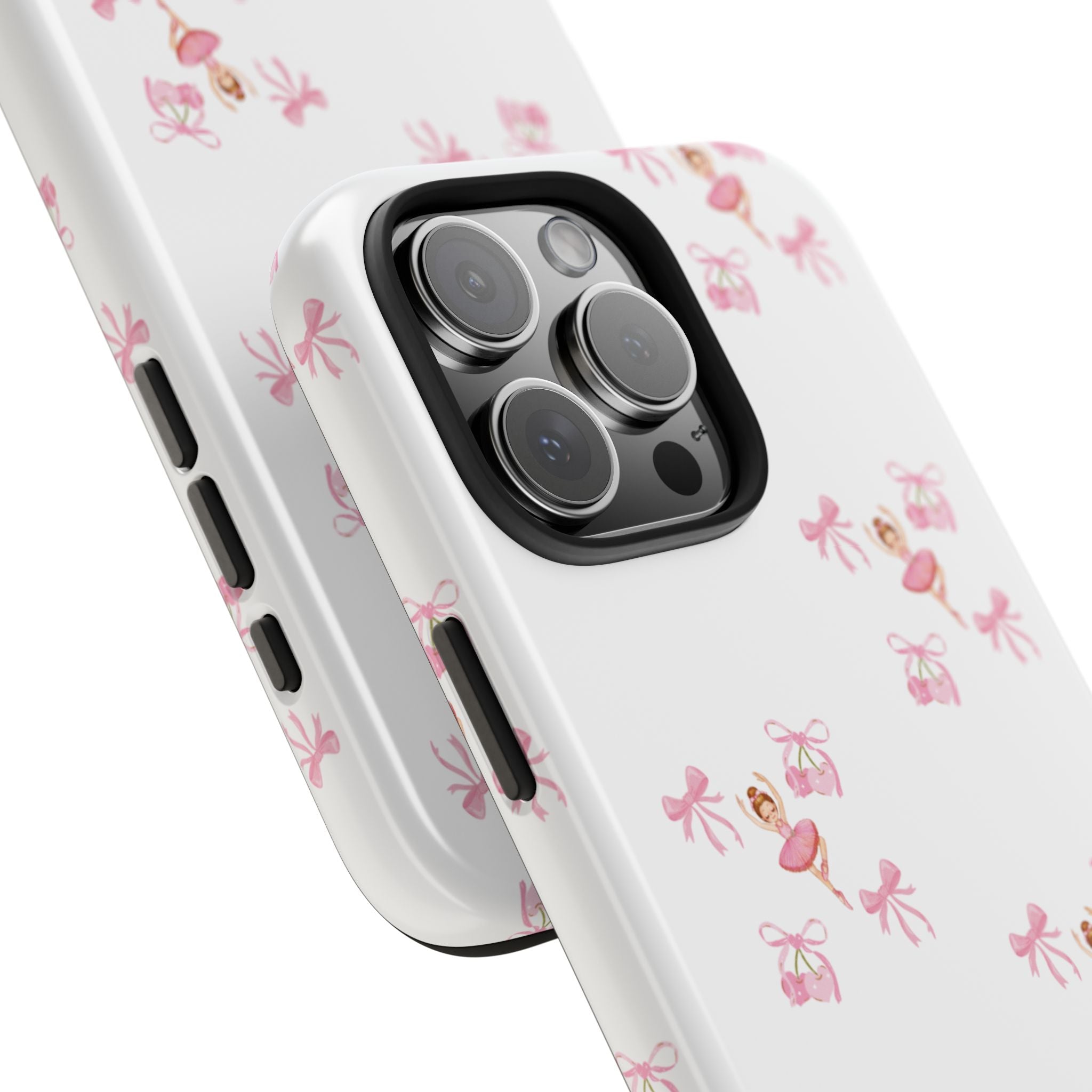 Pink Ballet Pattern Tough Phone Case — Cute Ballerina & Ribbon Design