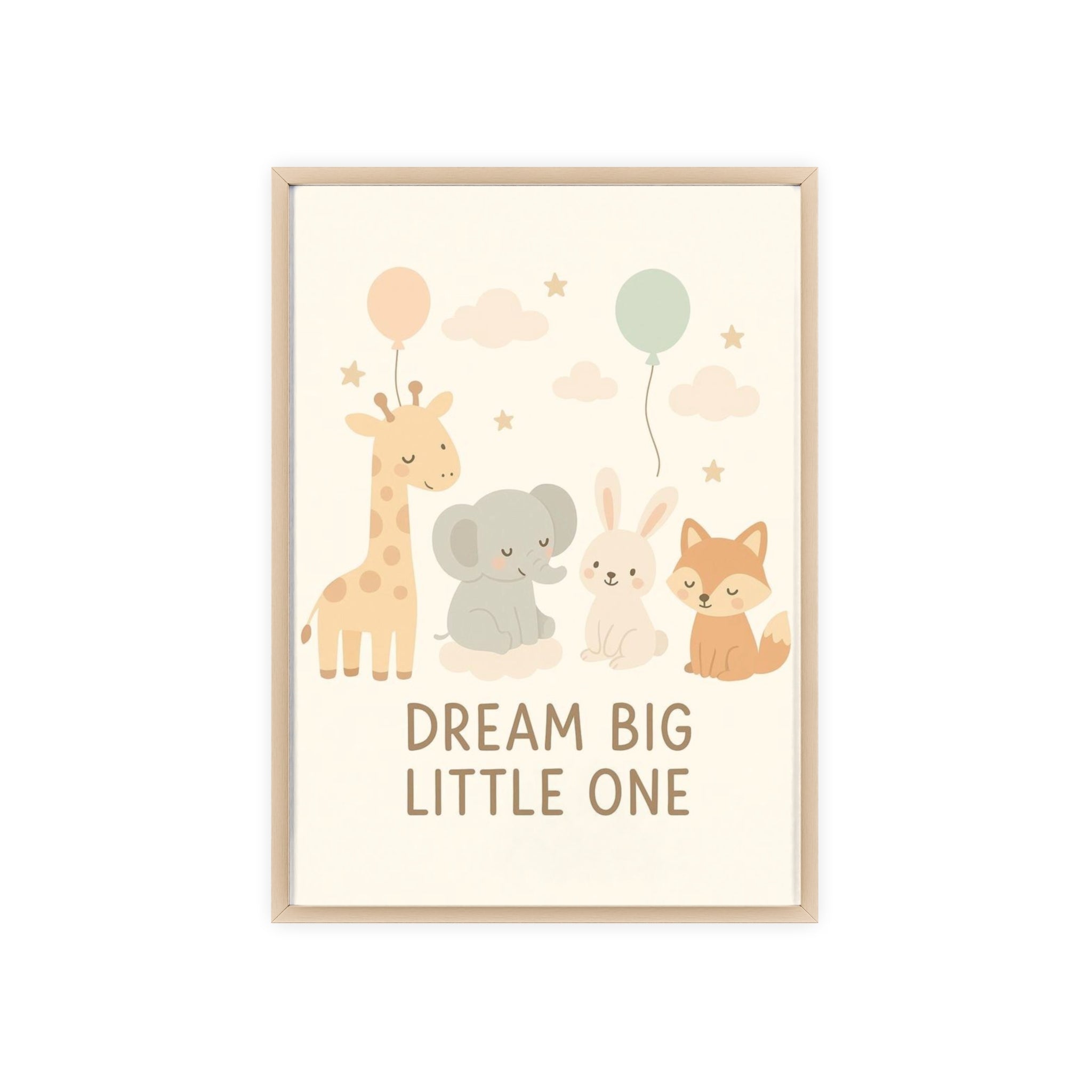 Dream Big Little One Nursery Poster — Woodland Animals Framed Wall Art