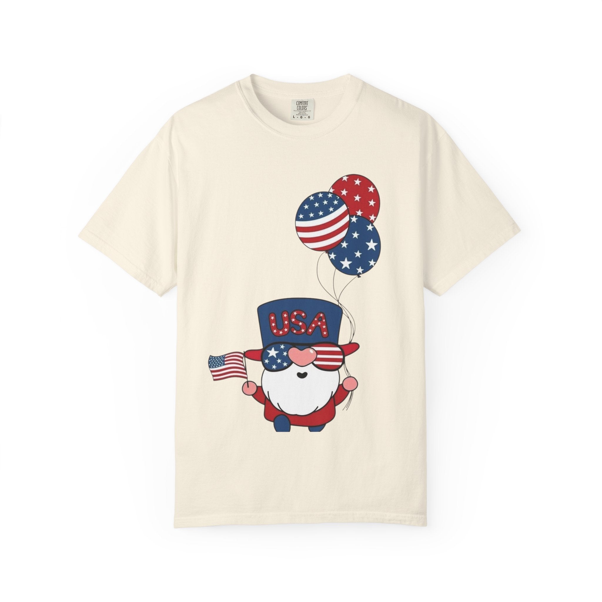 Patriotic Gnome with Balloons T-Shirt | Happy 4th of July USA Design