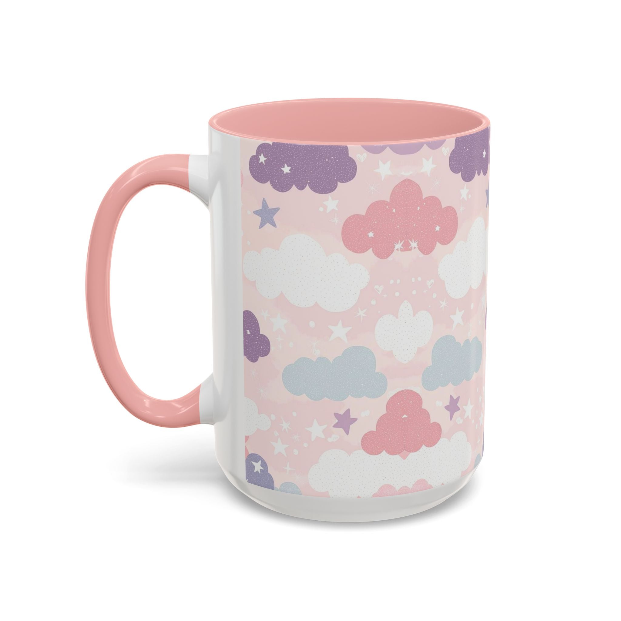 Pastel Cloud Pattern Coffee Mug | Cute Stars and Clouds Design