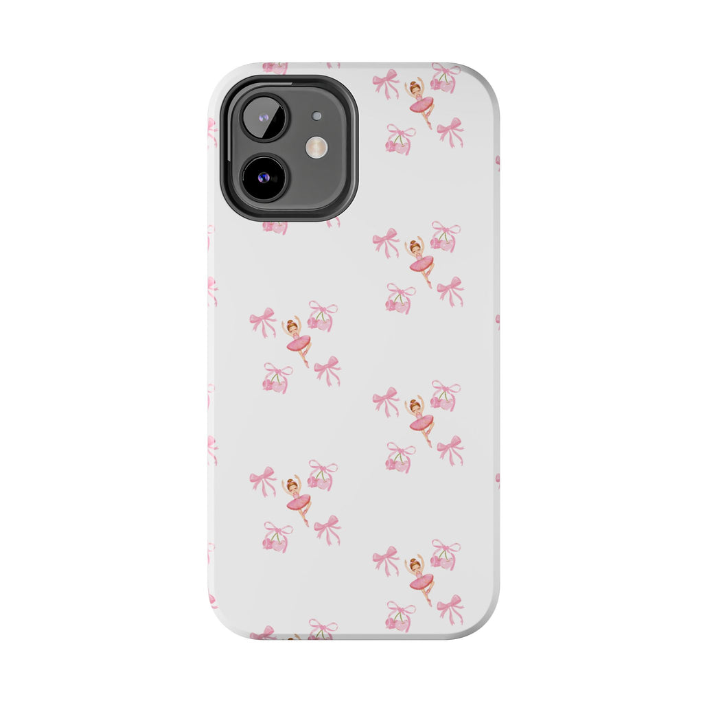 Pink Ballet Pattern Tough Phone Case — Cute Ballerina & Ribbon Design