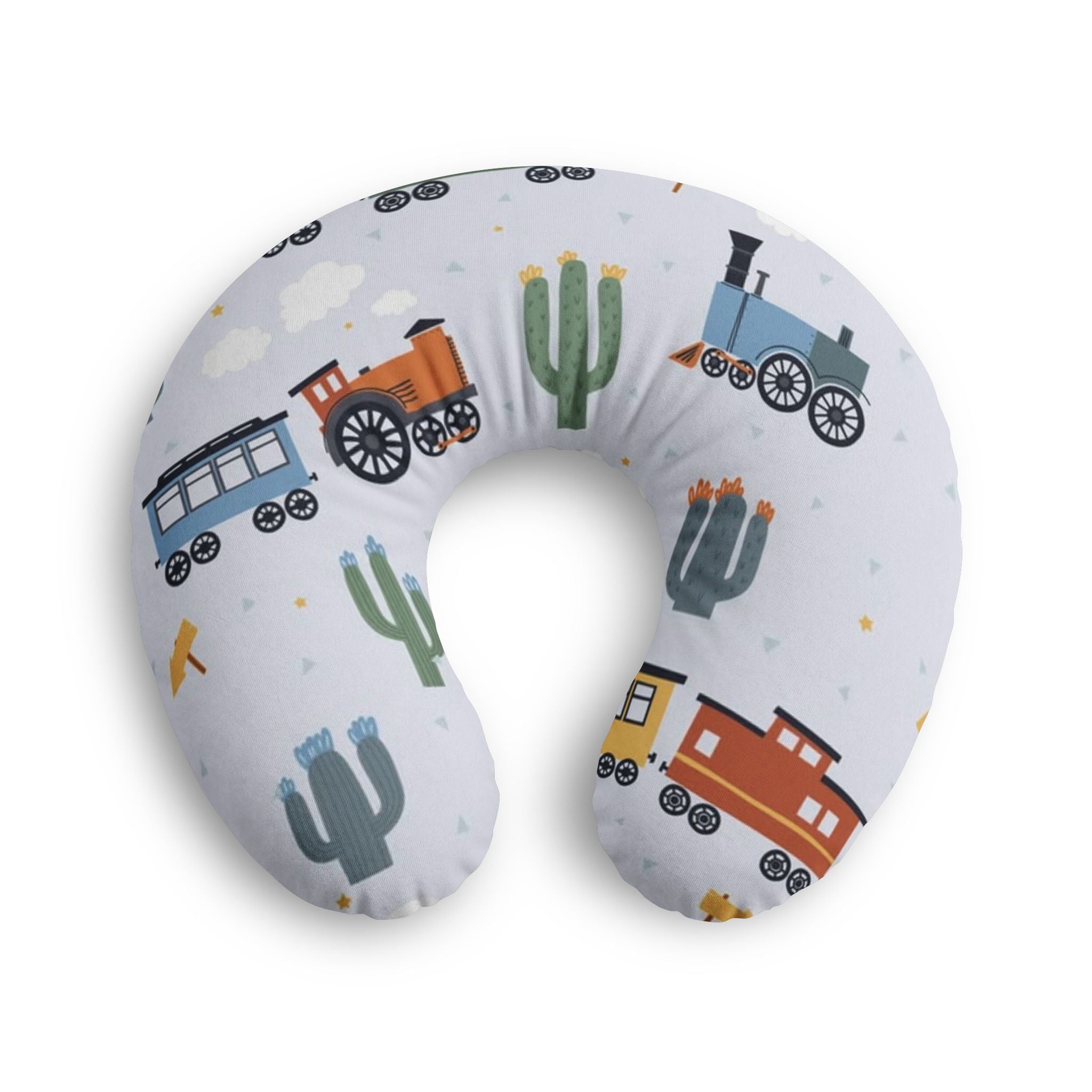 Train & Cactus Nursing Pillow Cover — Cute Baby Shower Feeding Support