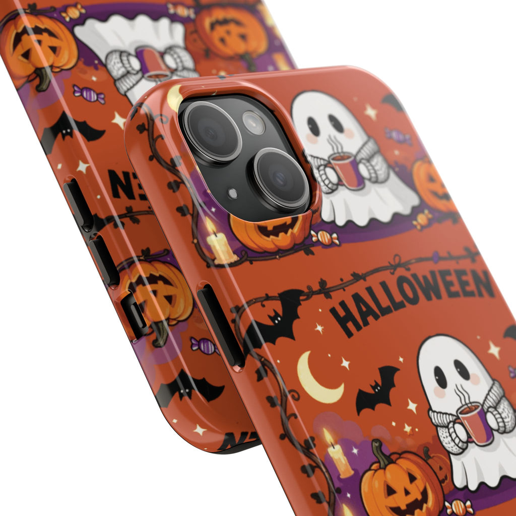 Halloween Ghost Pattern Tough Phone Case — Cute Pumpkin & Candy Halloween Phone Cover