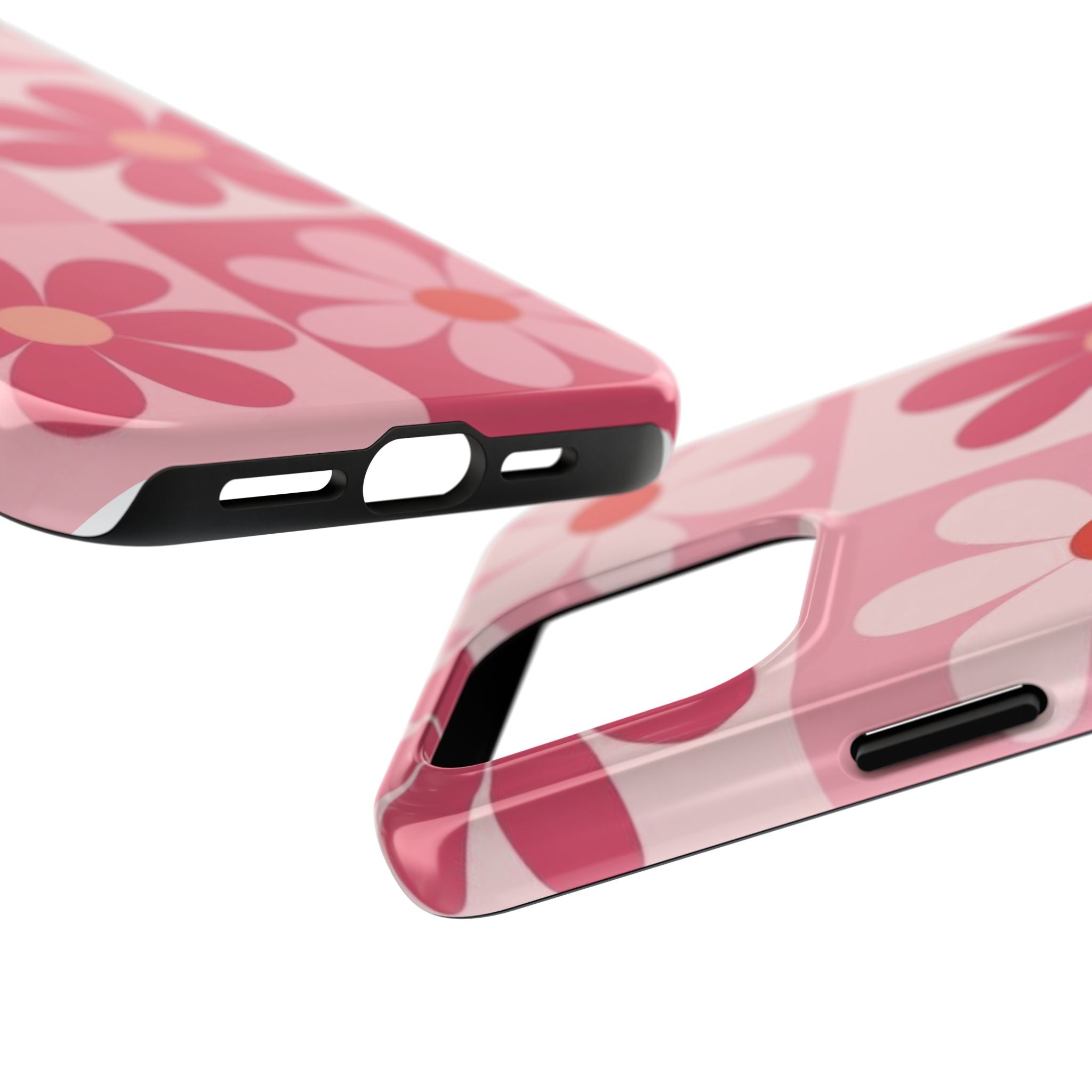 Pink Retro Daisy Phone Case — Tough Shockproof Floral iPhone Cover