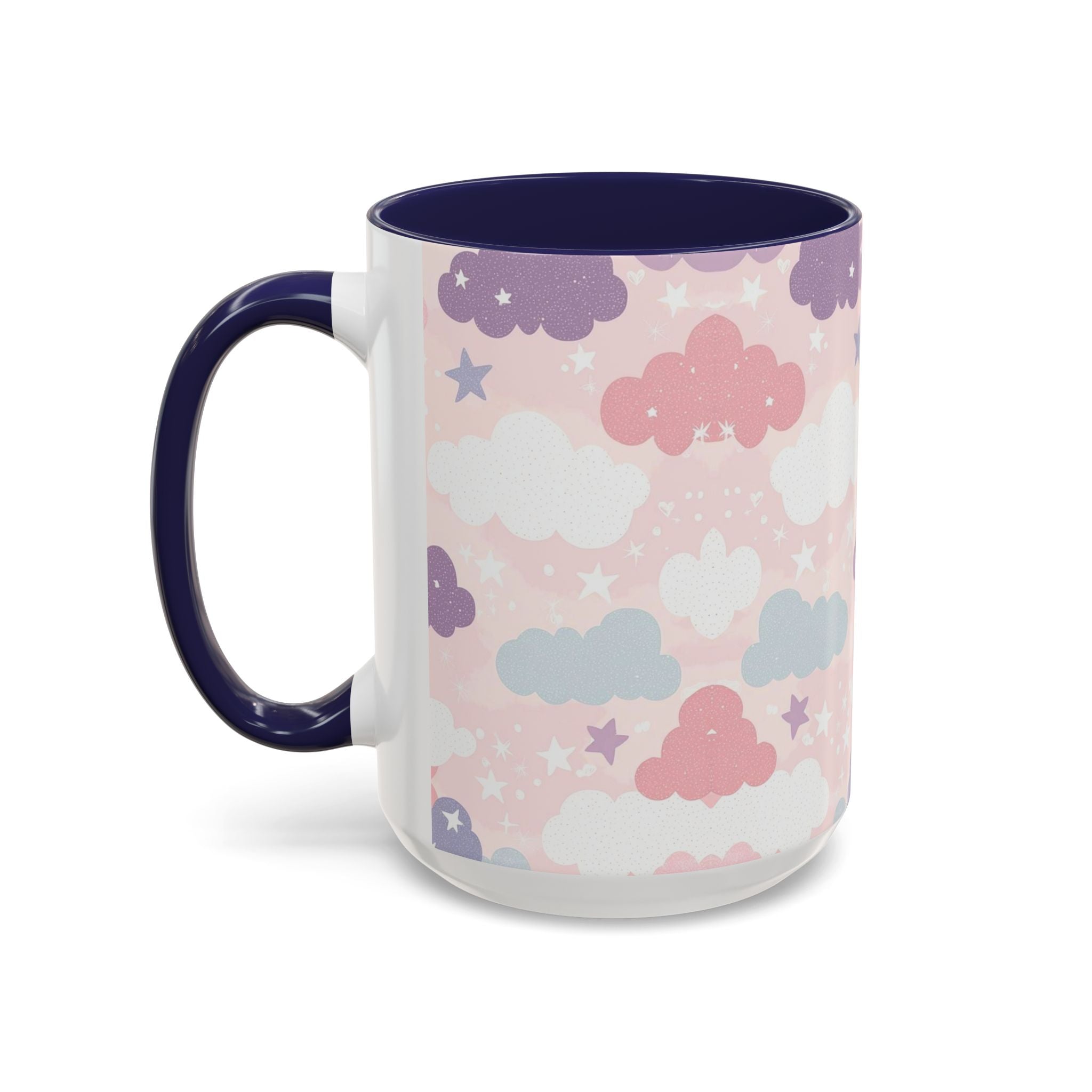 Pastel Cloud Pattern Coffee Mug | Cute Stars and Clouds Design
