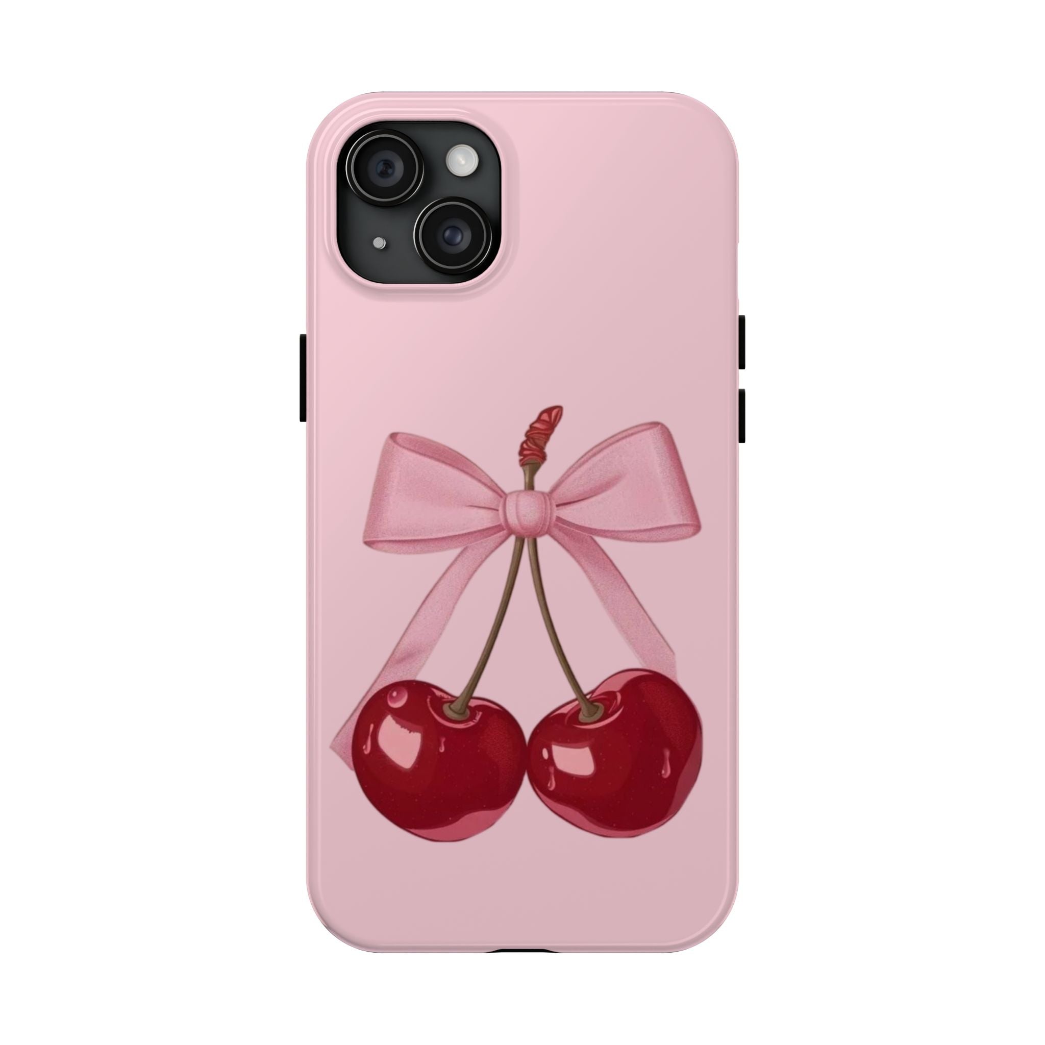 Pink Cherry Tough Phone Case — Cute Bow Cherry Protective Phone Cover