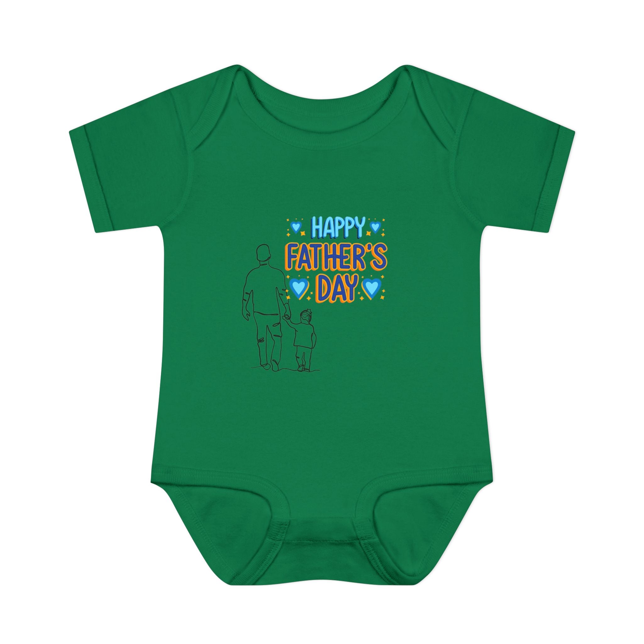 Happy Father s Day baby bodysuit Daddy and child illustration