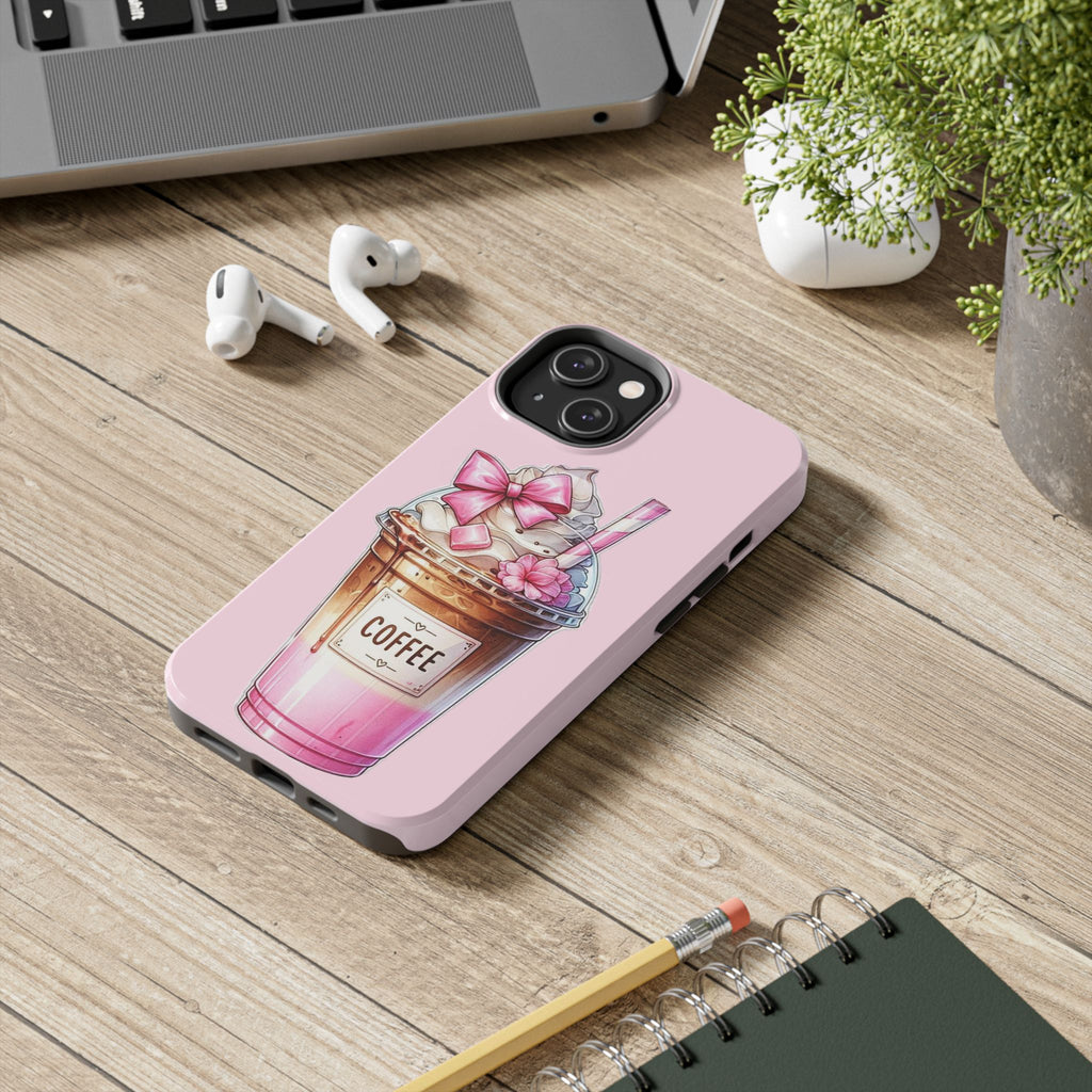 Cute Pink Coffee Phone Case — Kawaii Latte Tough Phone Case